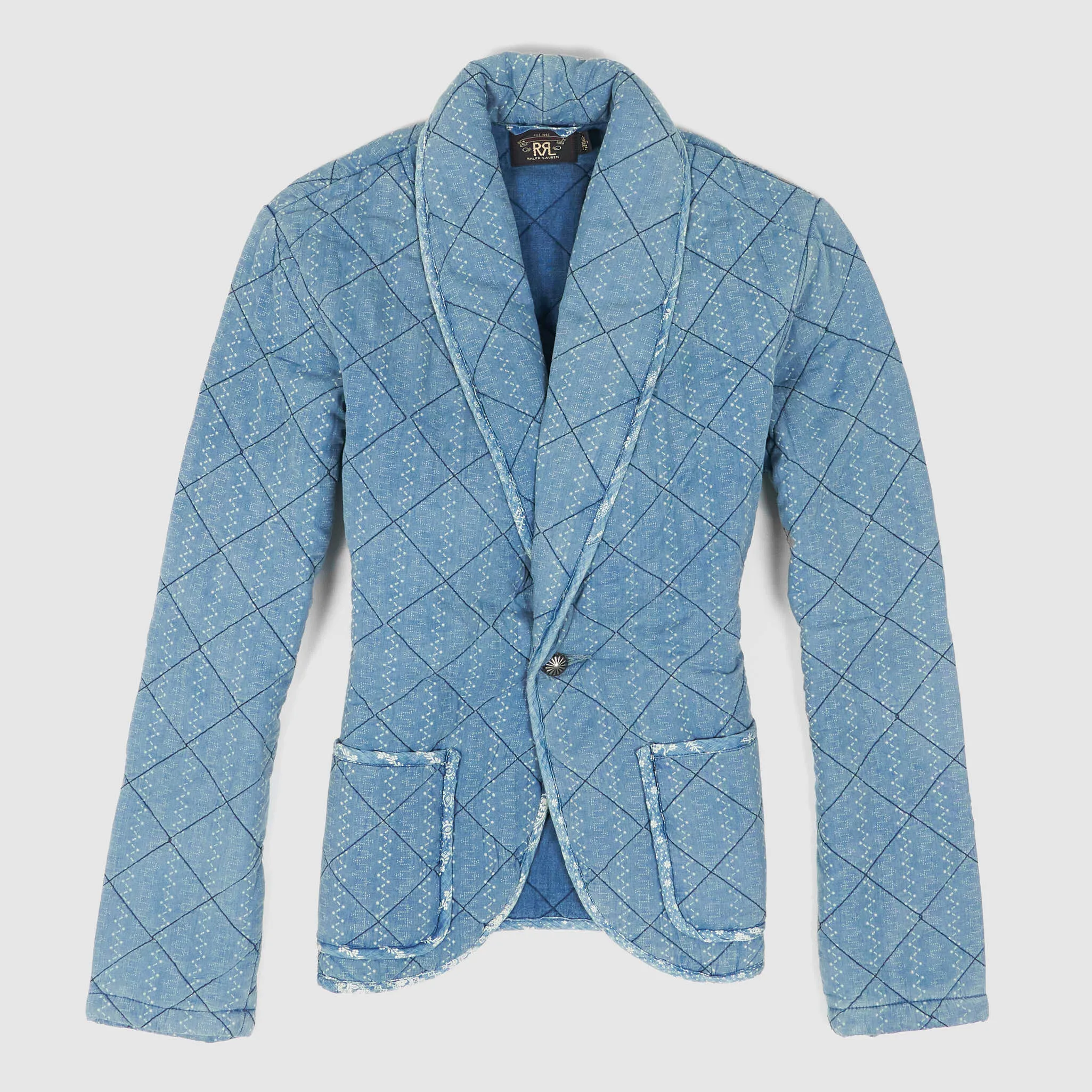 Double RL Quilted Indigo Cotton Jacket sold by DeeCee style