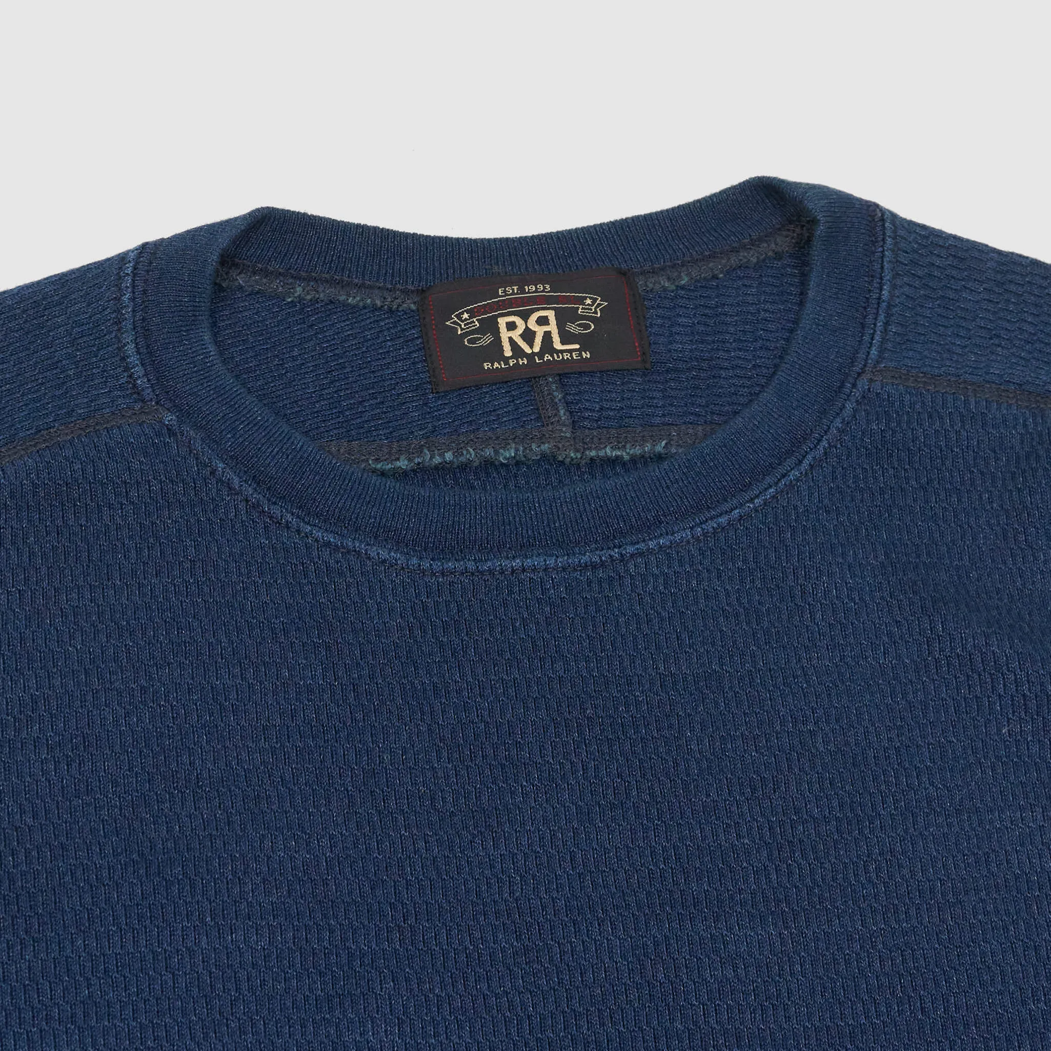 Double RL Long Sleeve Crew Neck Indigo Jacquard - Knit Waffle T-Shirt sold by DeeCee style product image thumbnail 3