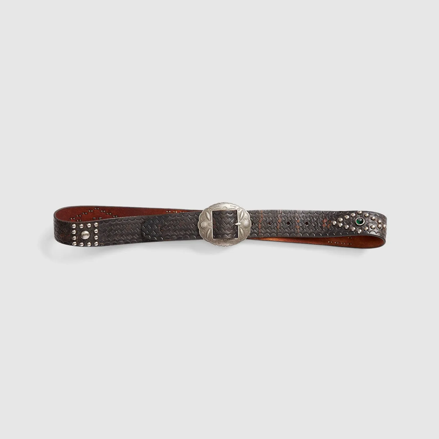 Double RL Studded Leather Belt sold by DeeCee style