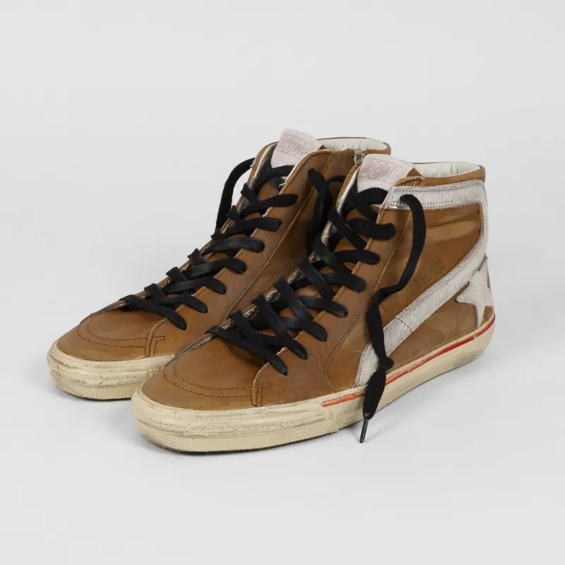 Golden Goose Brown White Ice Slide Sneakers sold by DeeCee style