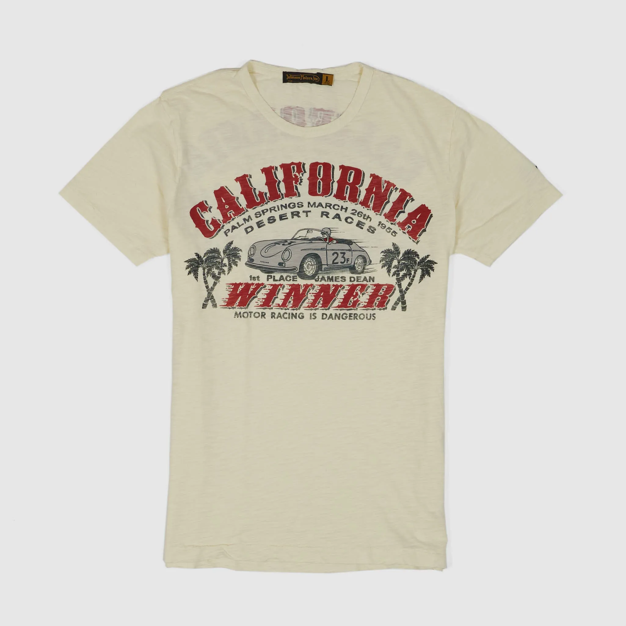 Johnson Motors Inc. California Desert Races Crew Neck T-Shirt sold by DeeCee style