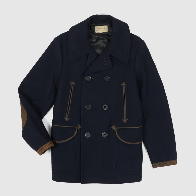 Double RL Wool Leather-Trim Peacoat sold by DeeCee style