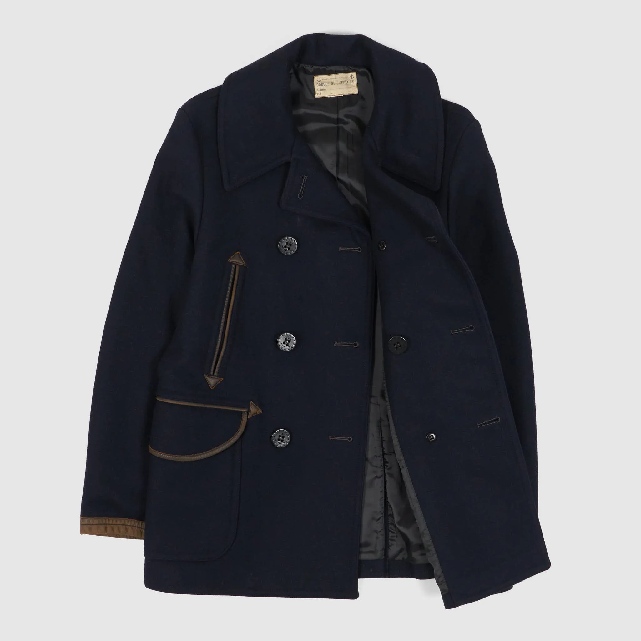 Double RL Wool Leather-Trim Peacoat sold by DeeCee style product image thumbnail 2