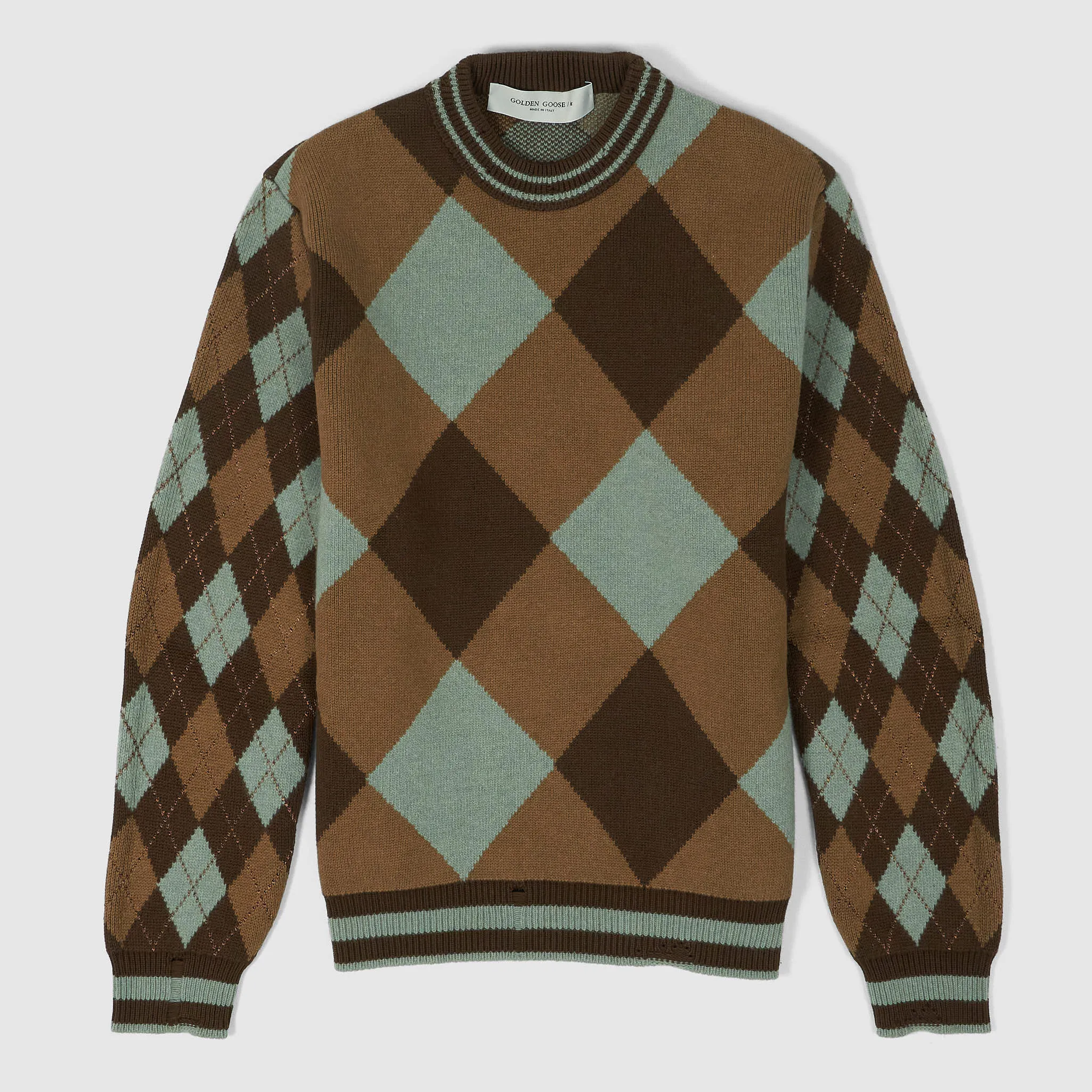 Golden Goose Knitted Diamond Pattern Crew Neck Pullover sold by DeeCee style