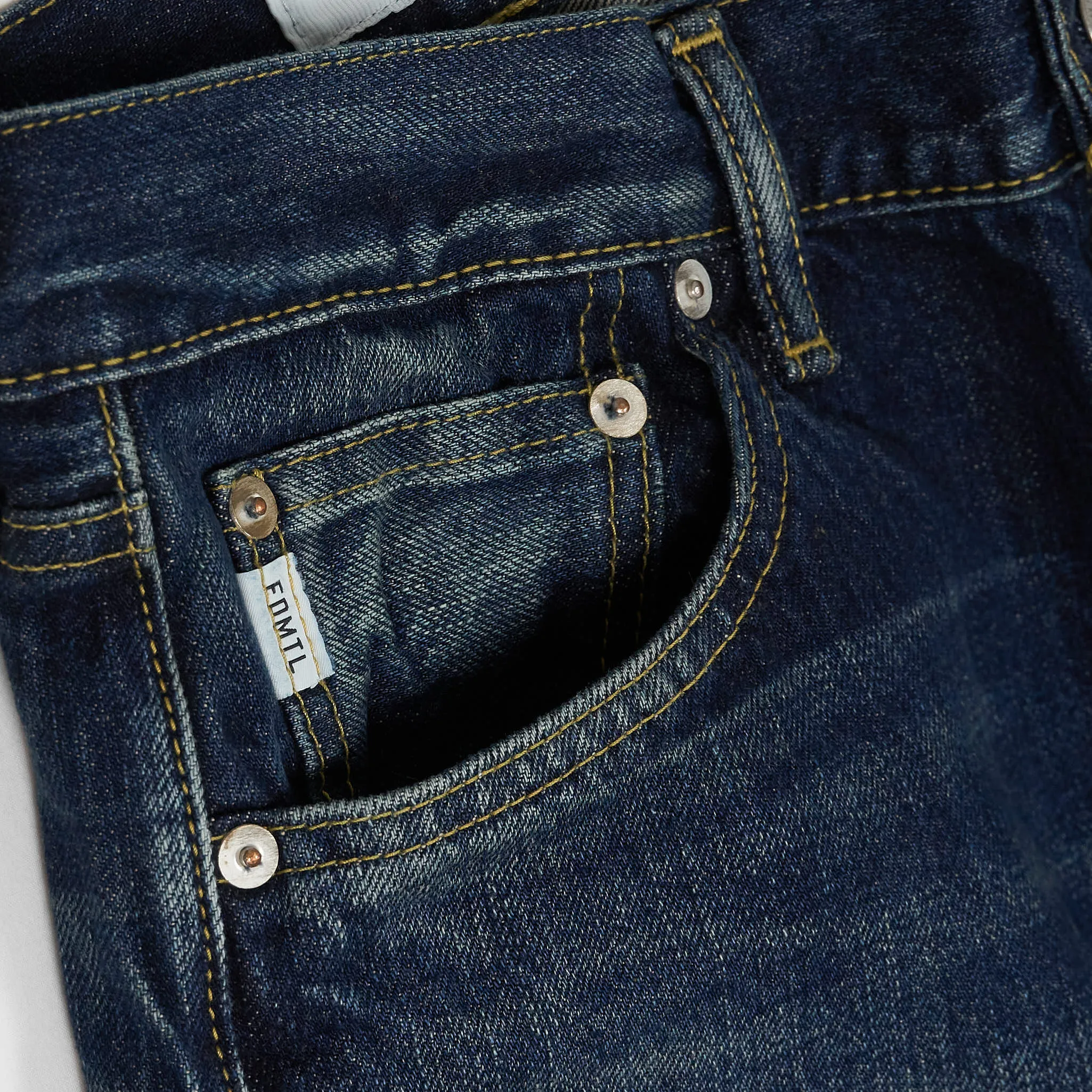 FDMTL Slim Fitted Straight Denim Hard Vintage Washed 5 Pocket Selvage Jeans sold by DeeCee style product image thumbnail 5