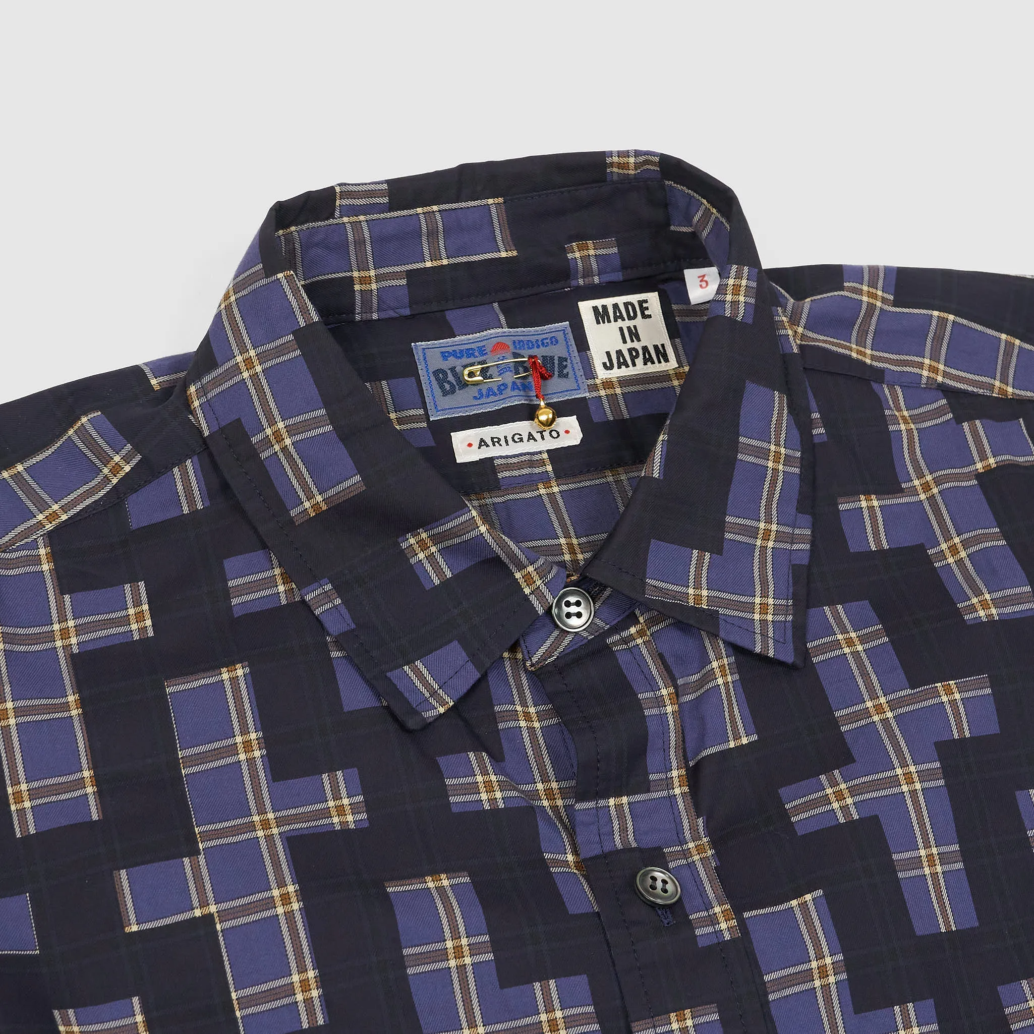 Blue Blue Japan Nagashi Juji Cross Pattern Shirt sold by DeeCee style product image thumbnail 3