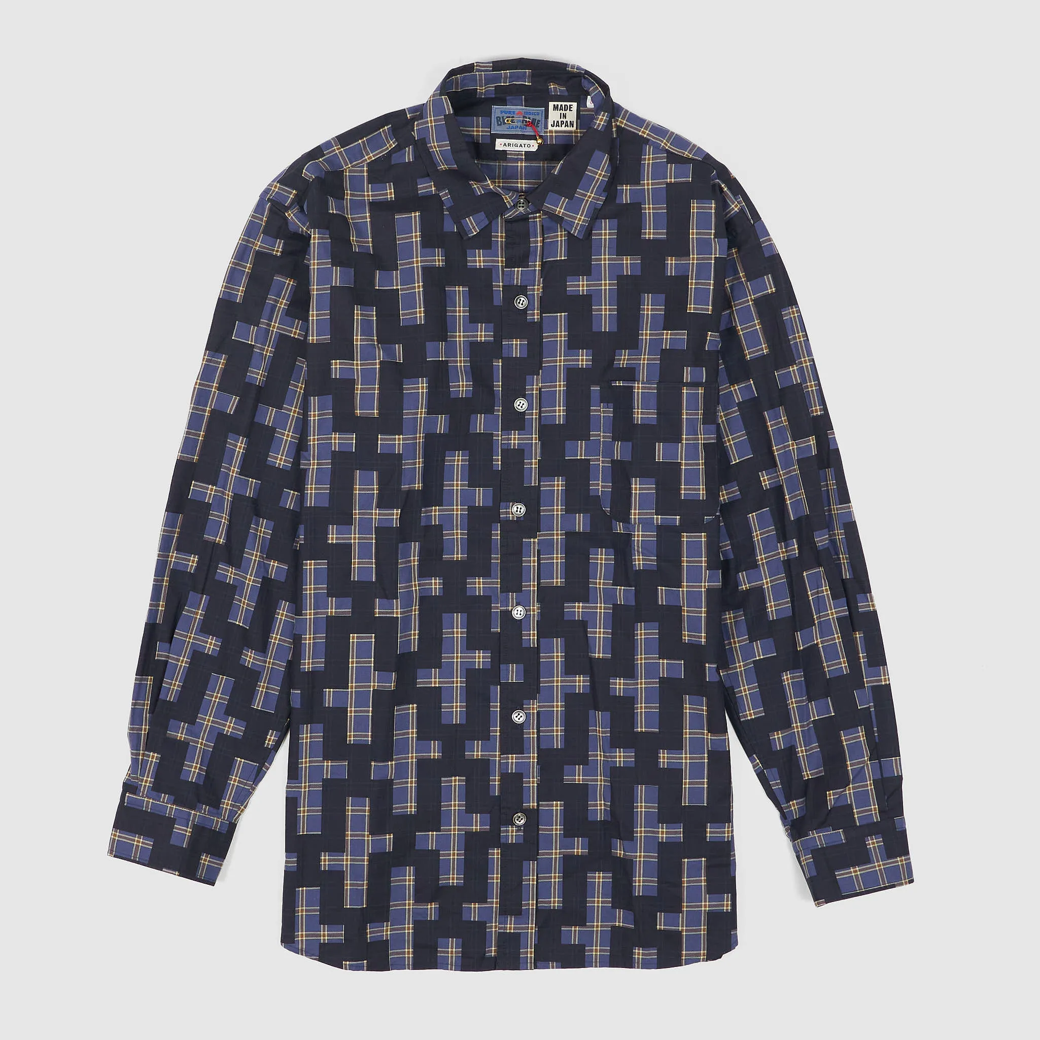 Blue Blue Japan Nagashi Juji Cross Pattern Shirt sold by DeeCee style