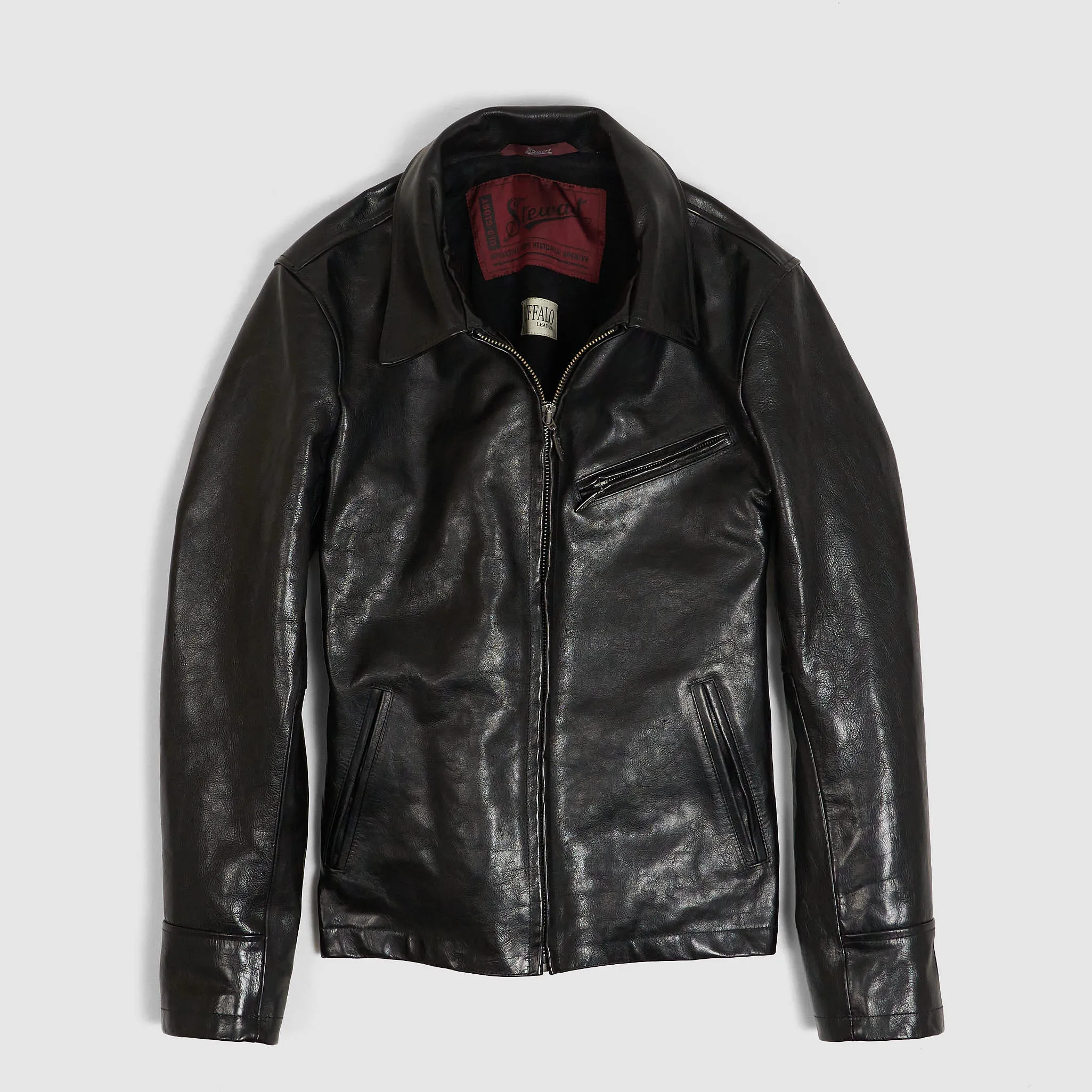 Stewart Buffalo Skipper Half Belt Leather Jacket sold by DeeCee style