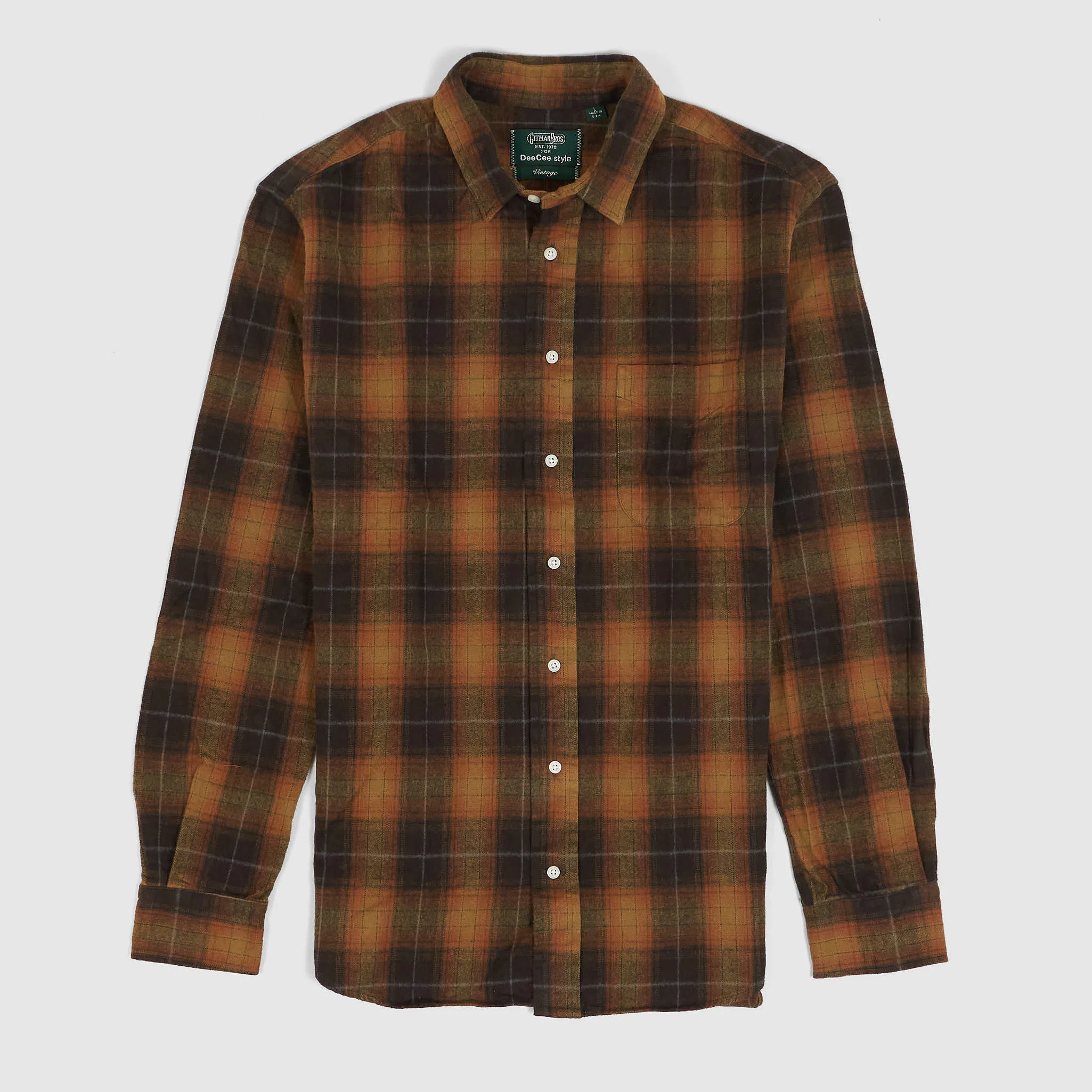 Gitman Vintage for DeeCee style Plaid Cotton Flannel Shirt with Pocket sold by DeeCee style