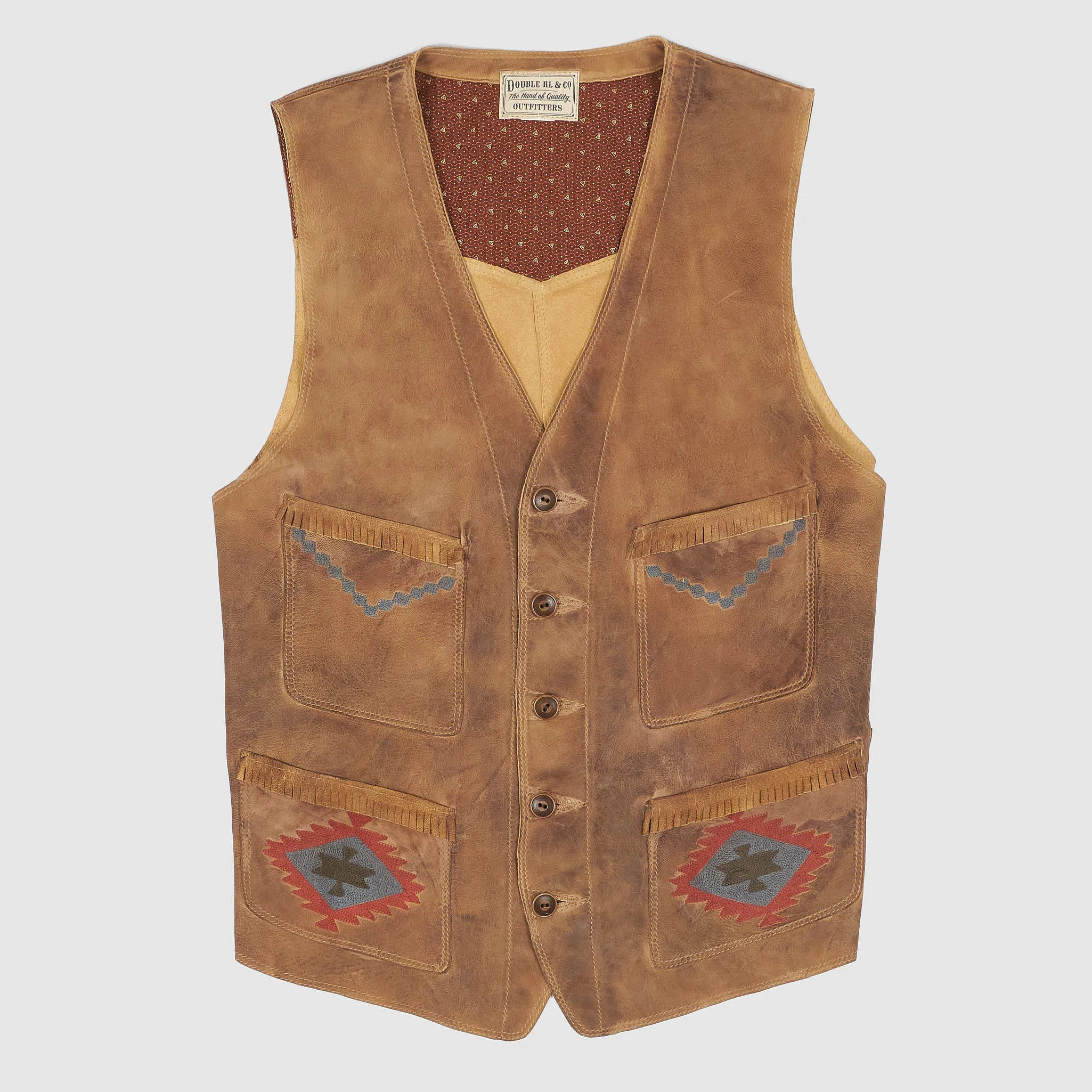 Double RL Hand-Embroidered Shepskin vest sold by DeeCee style