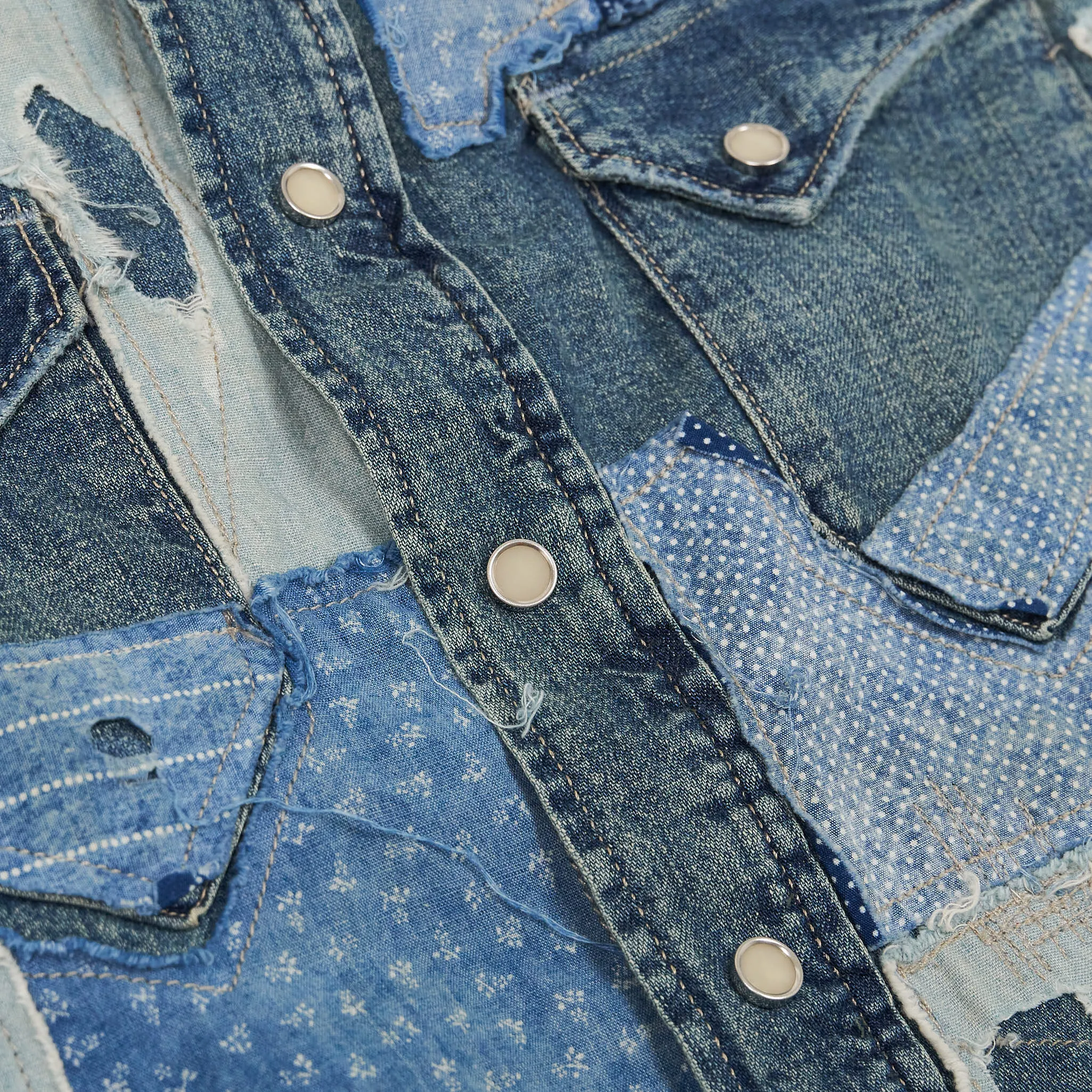 Double RL Ladies Patchwork Repaired Denim Over-Shirt sold by DeeCee style product image thumbnail 4