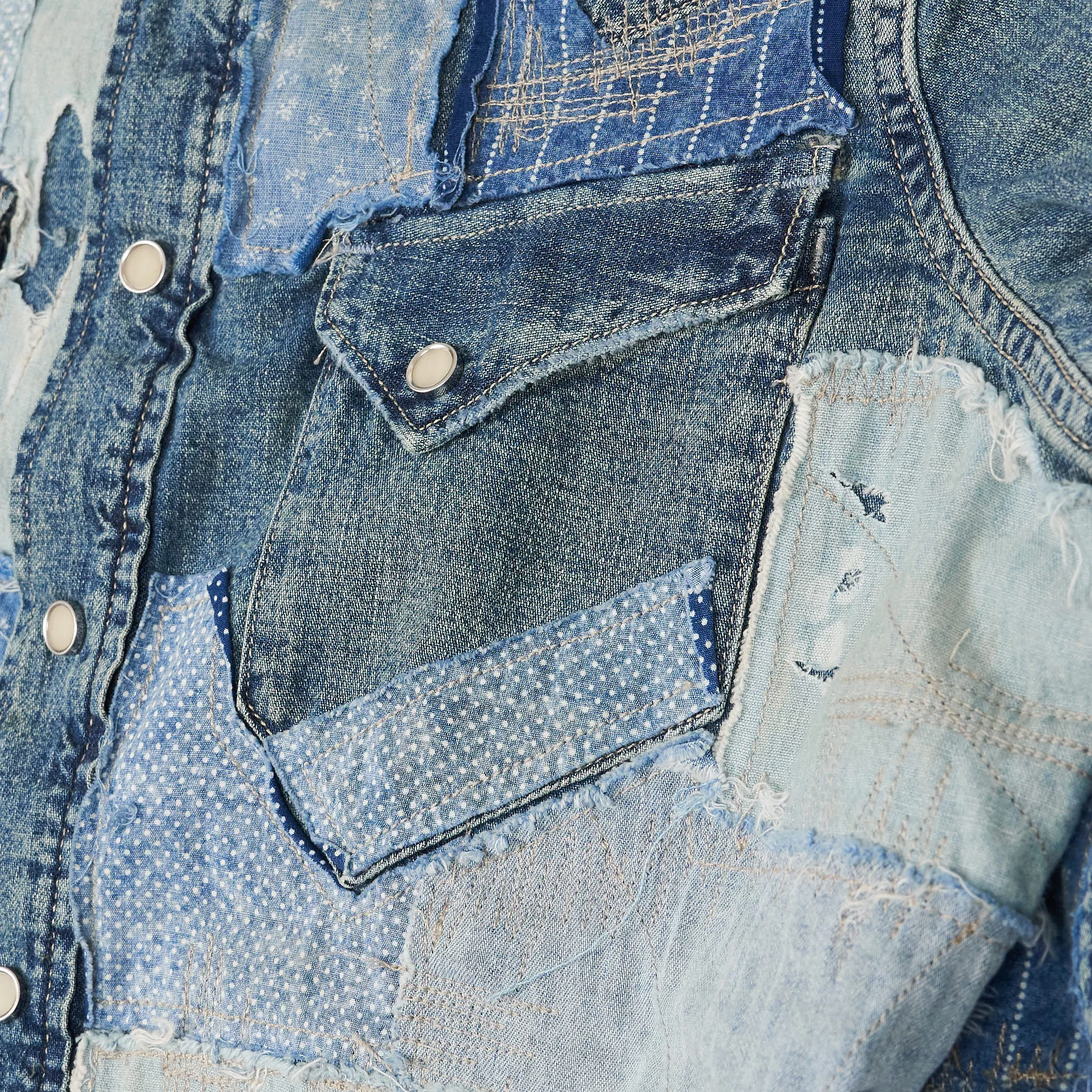 Double RL Ladies Patchwork Repaired Denim Over-Shirt sold by DeeCee style product image thumbnail 5