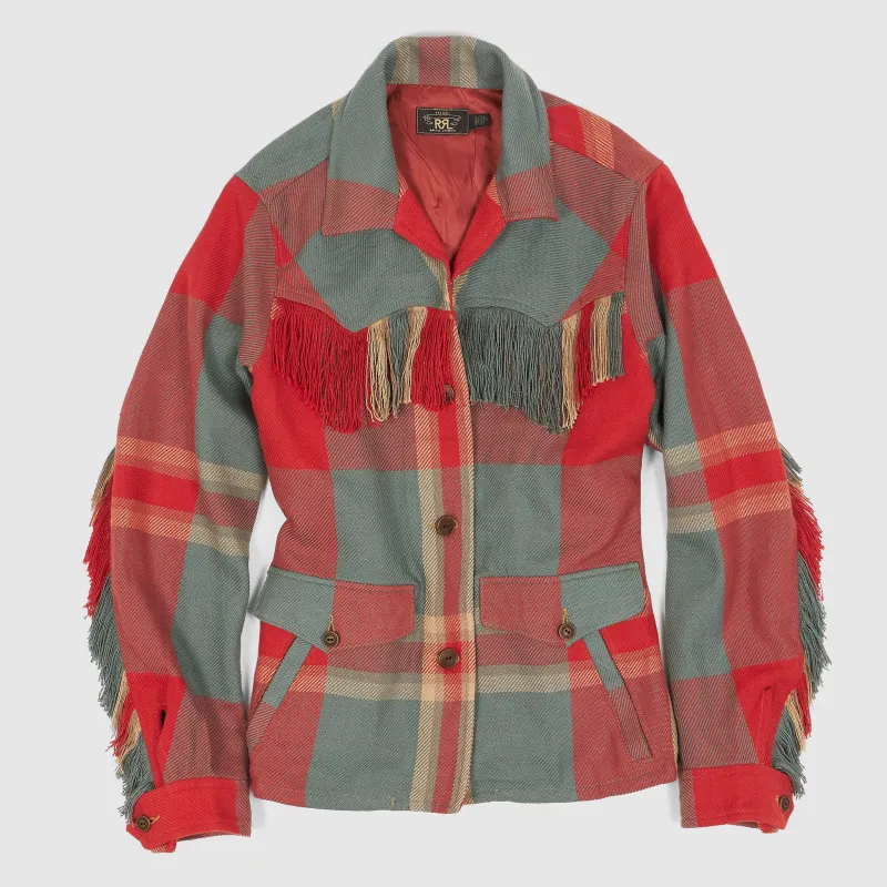Double RL Ladies Plaid Fringe-Trim Work Jacket made by Double RL