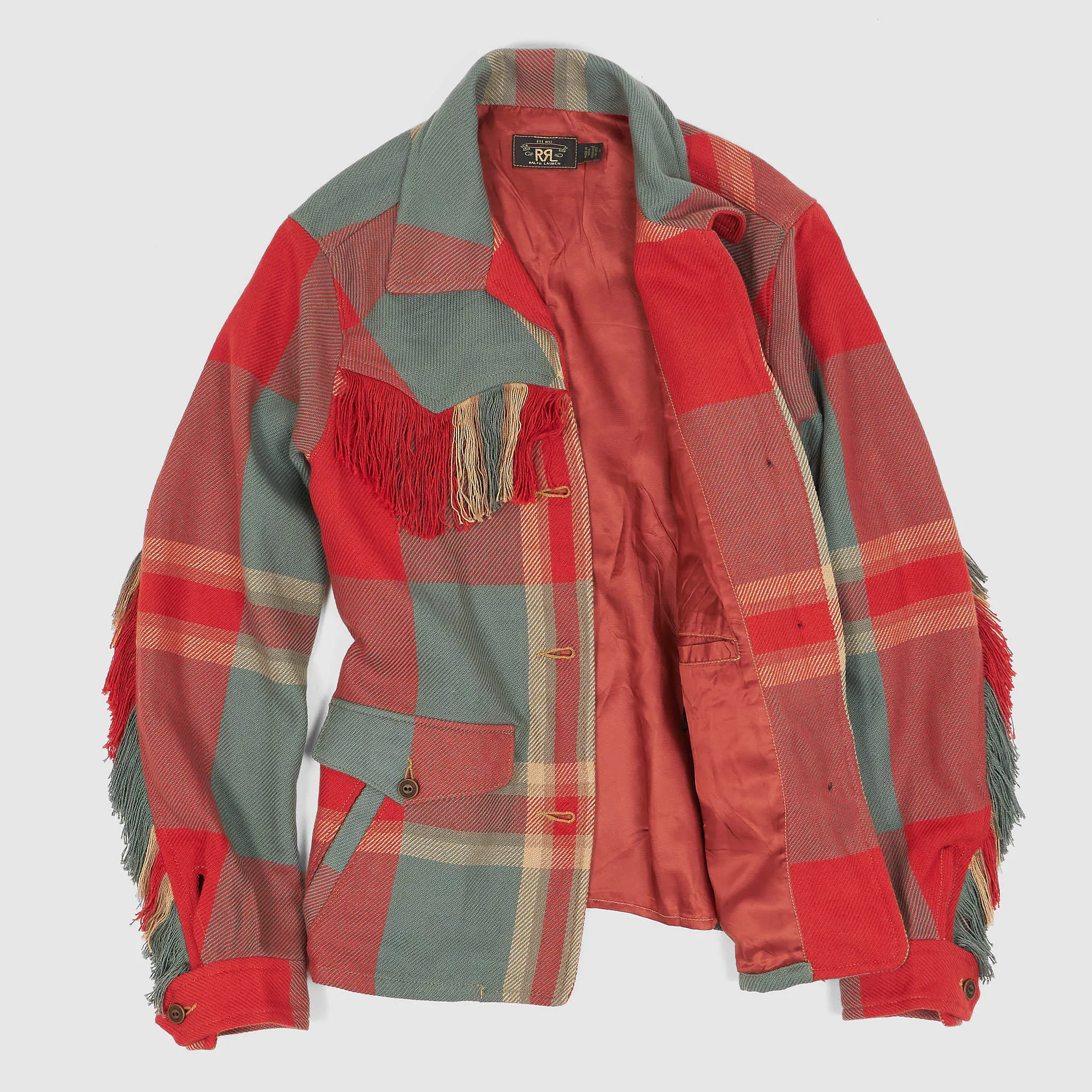 Double RL Ladies Plaid Fringe-Trim Work Jacket sold by DeeCee style product image thumbnail 2