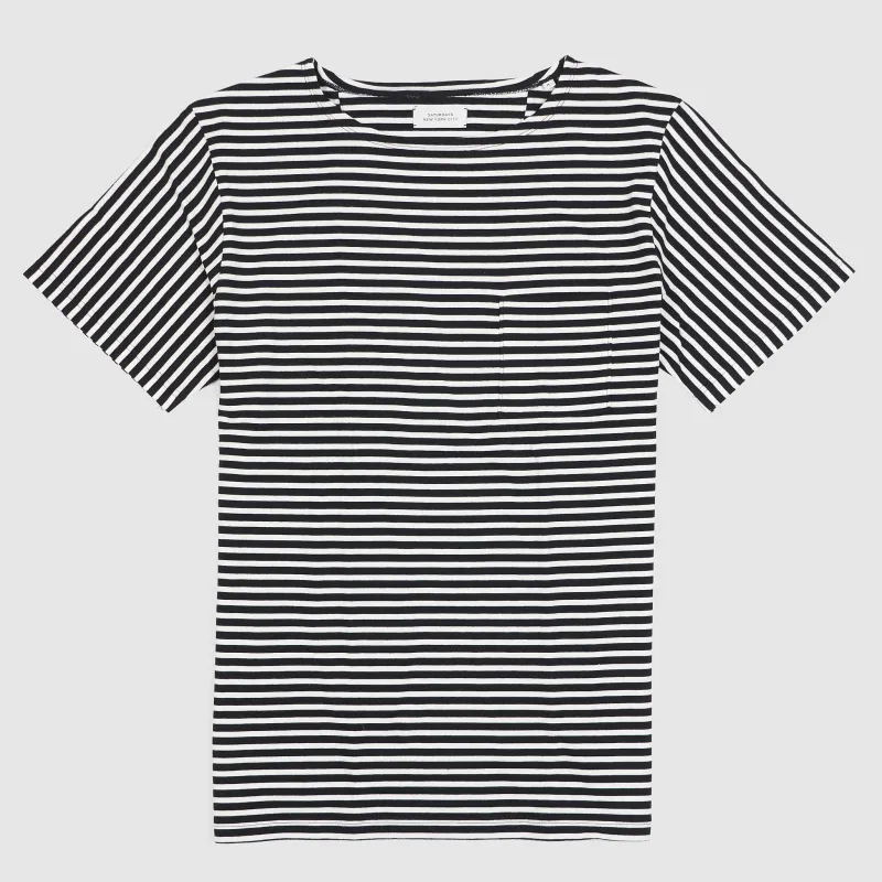 Saturdays NYC Striped Pocket Boat Neck T-Shirt sold by DeeCee style