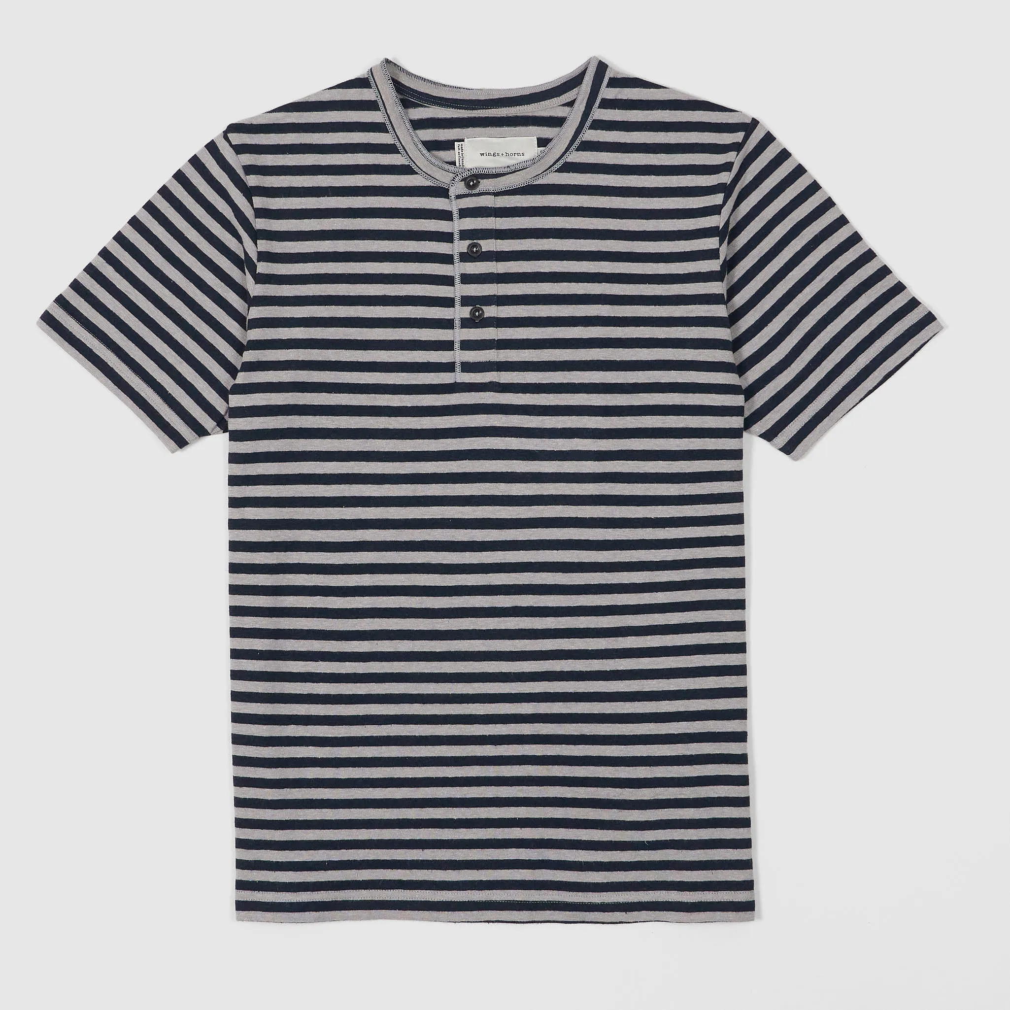 wings+horns Striped Short Sleeve Henley T-Shirt sold by DeeCee style product image thumbnail 5