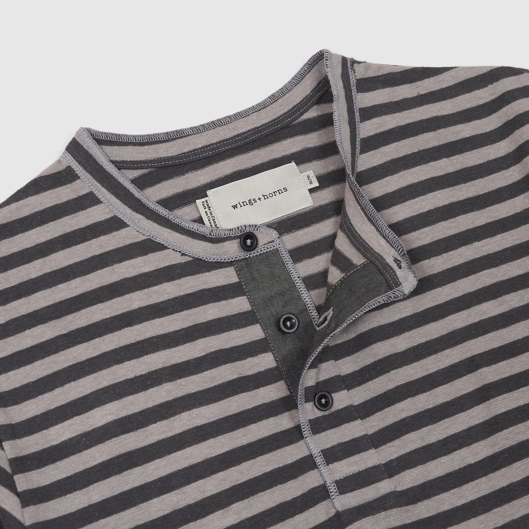 wings+horns Striped Short Sleeve Henley T-Shirt sold by DeeCee style product image thumbnail 2