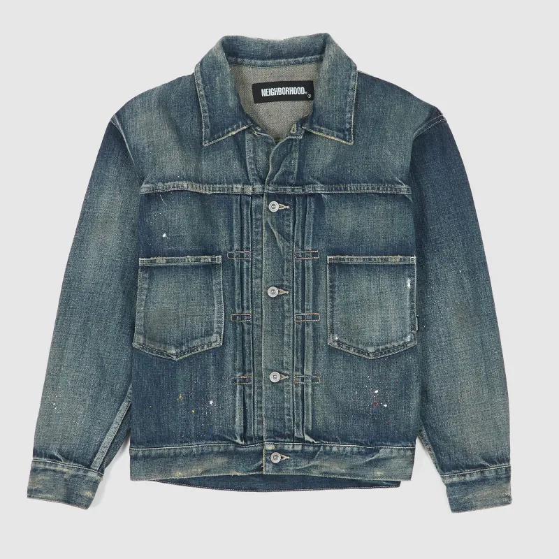 Neighborhood Hard Washed Paint-Splatter12 oz.  Denim Jacket [Archive] sold by DeeCee style