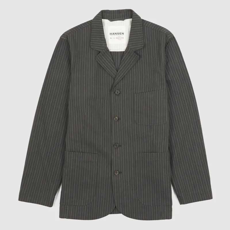 Hansen 4 Buttons Herringbone  Pinstripe  Cotton Blazer sold by DeeCee style