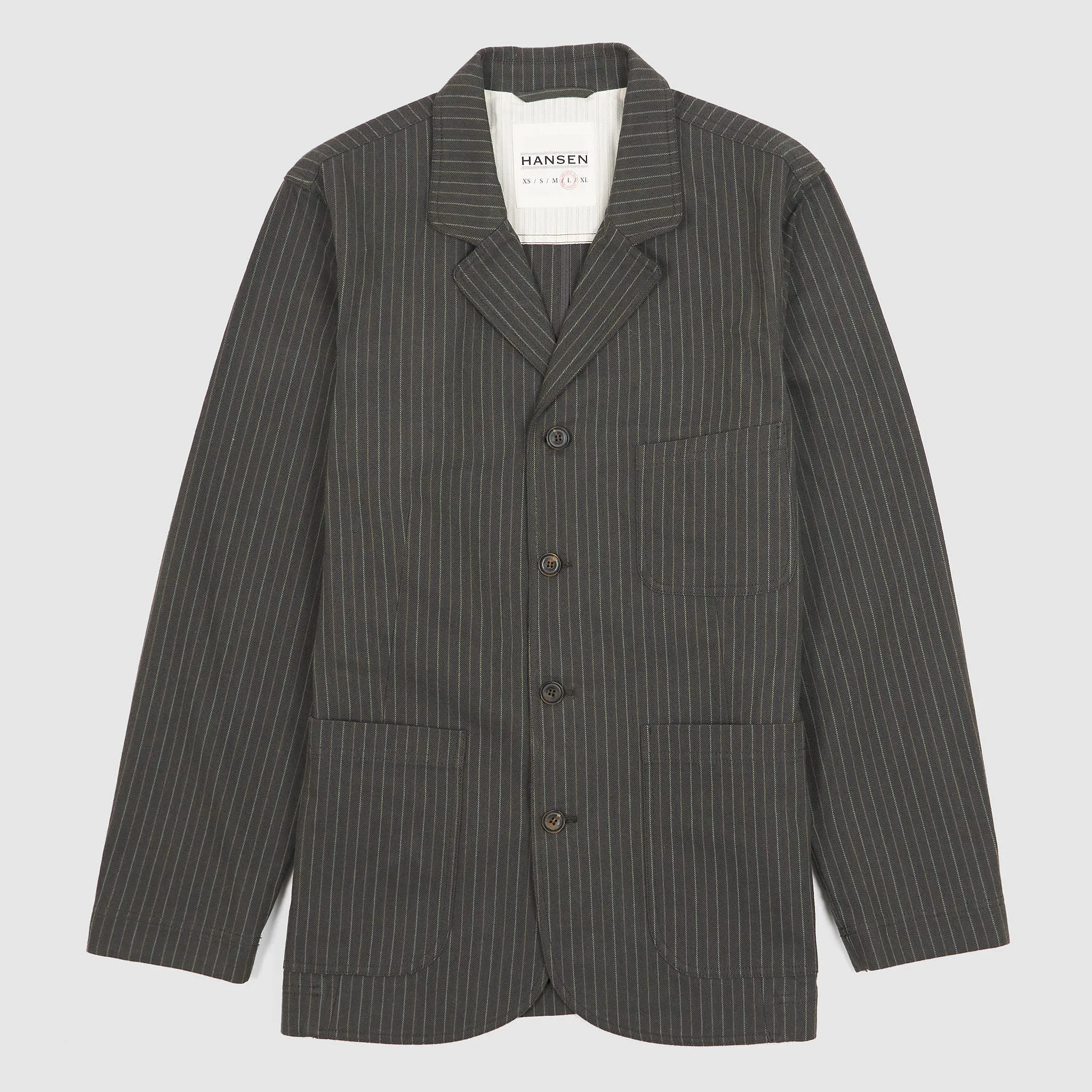 Hansen 4 Buttons Herringbone Pinstripe Cotton Blazer sold by DeeCee style