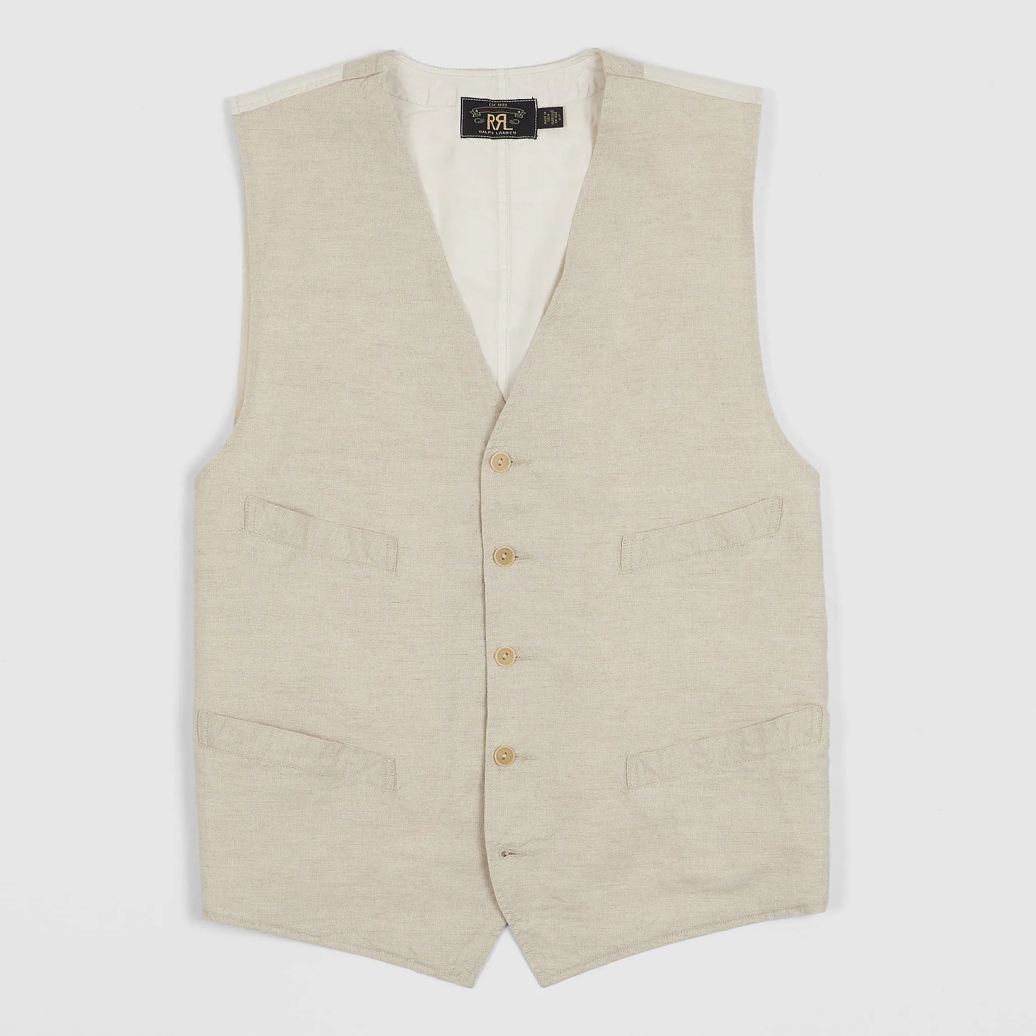 Double RL Jacquard Linen Silk Blend Vest sold by DeeCee style