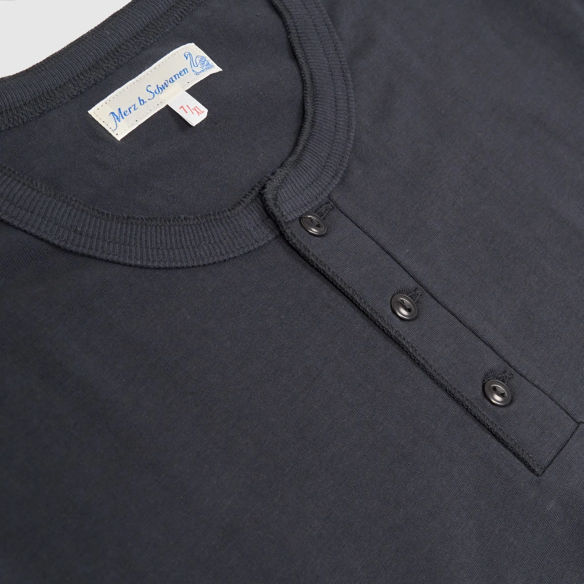 Merz b.Schwanen Loop Wheeler Short Sleeve Henley T-Shirt Charcoal sold by DeeCee style product image thumbnail 2
