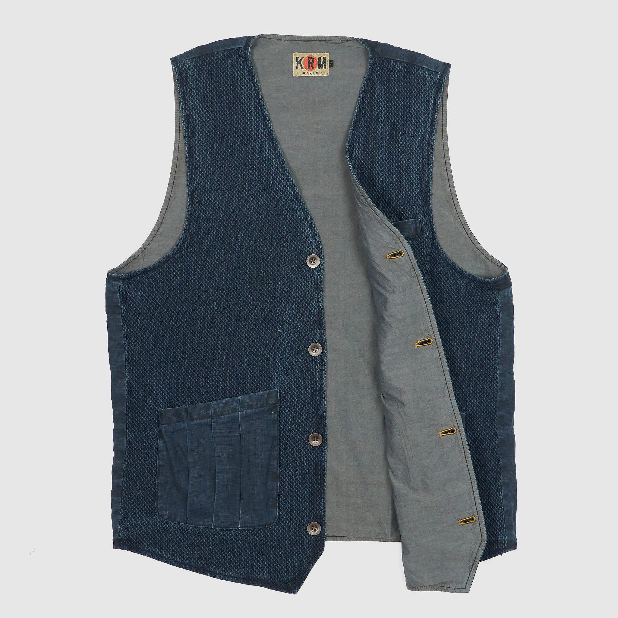 KRM Indigo Dyed Honey Comb Sashiko Vest sold by DeeCee style product image thumbnail 3