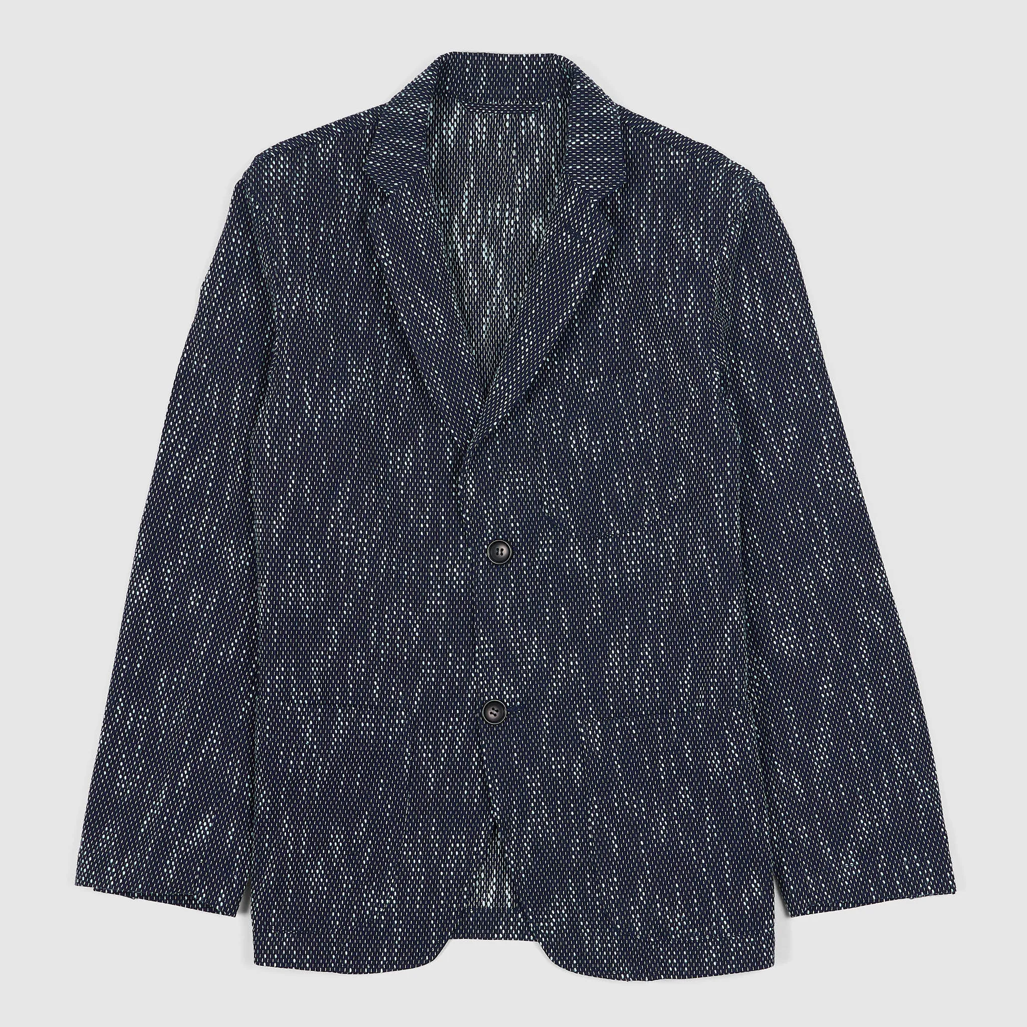 Blue Blue Japan Light Slub Yarn Two Button Sashiko Blazer sold by DeeCee style