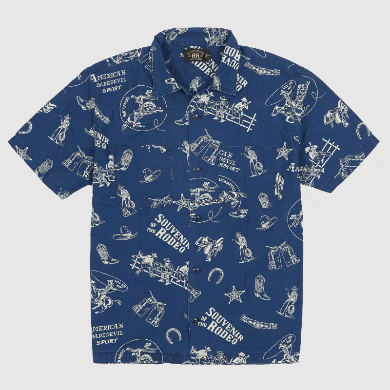 Double RL Summer Camp Rodeo Print Indigo Shirt sold by DeeCee style