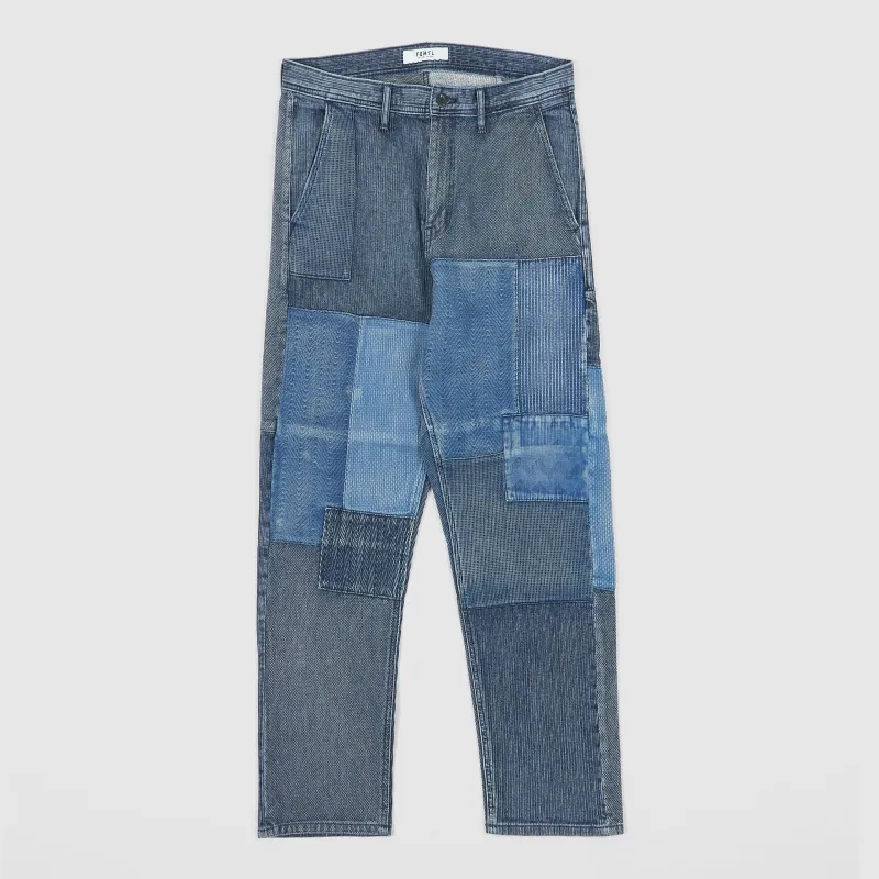 FDMTL Boro Indigo Three Year Wash Patchwork Chino Pants sold by DeeCee style