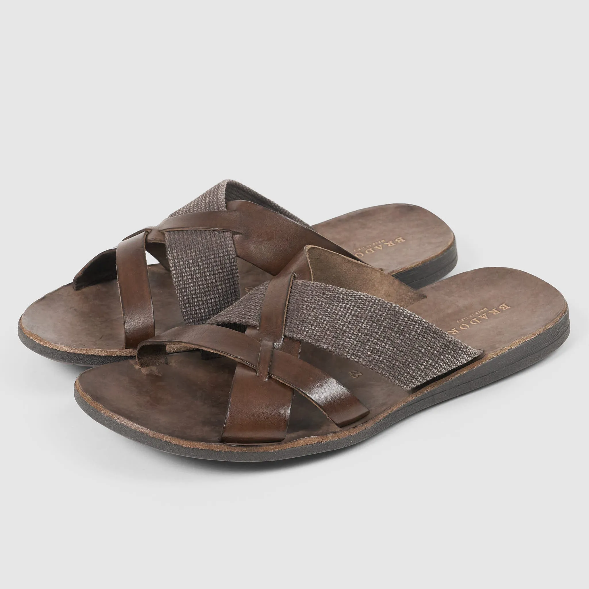 Brador Mens Leather & Canvas Sandals sold by DeeCee style