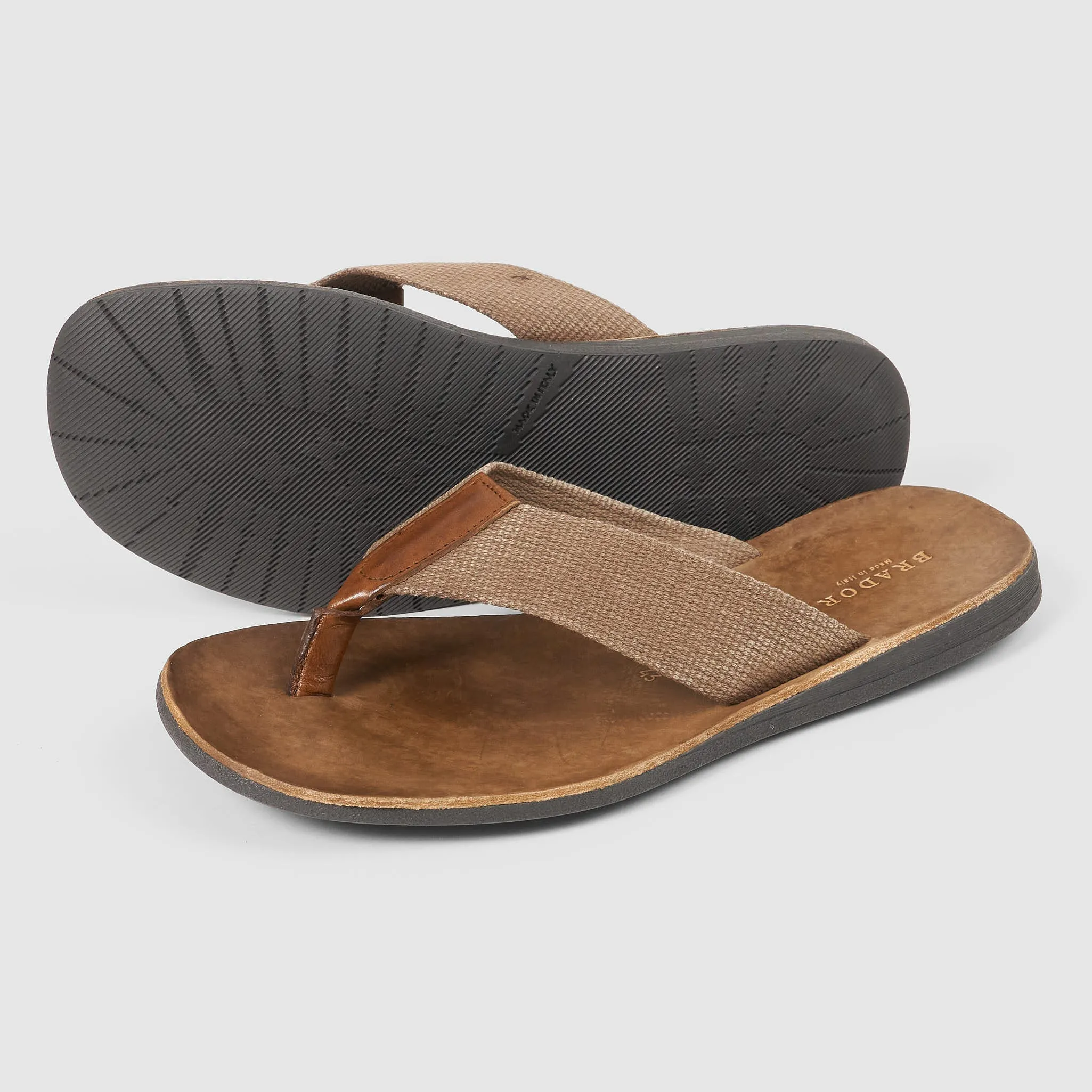 Brador Mens Leather & Canvas Flip Flop sold by DeeCee style product image thumbnail 2