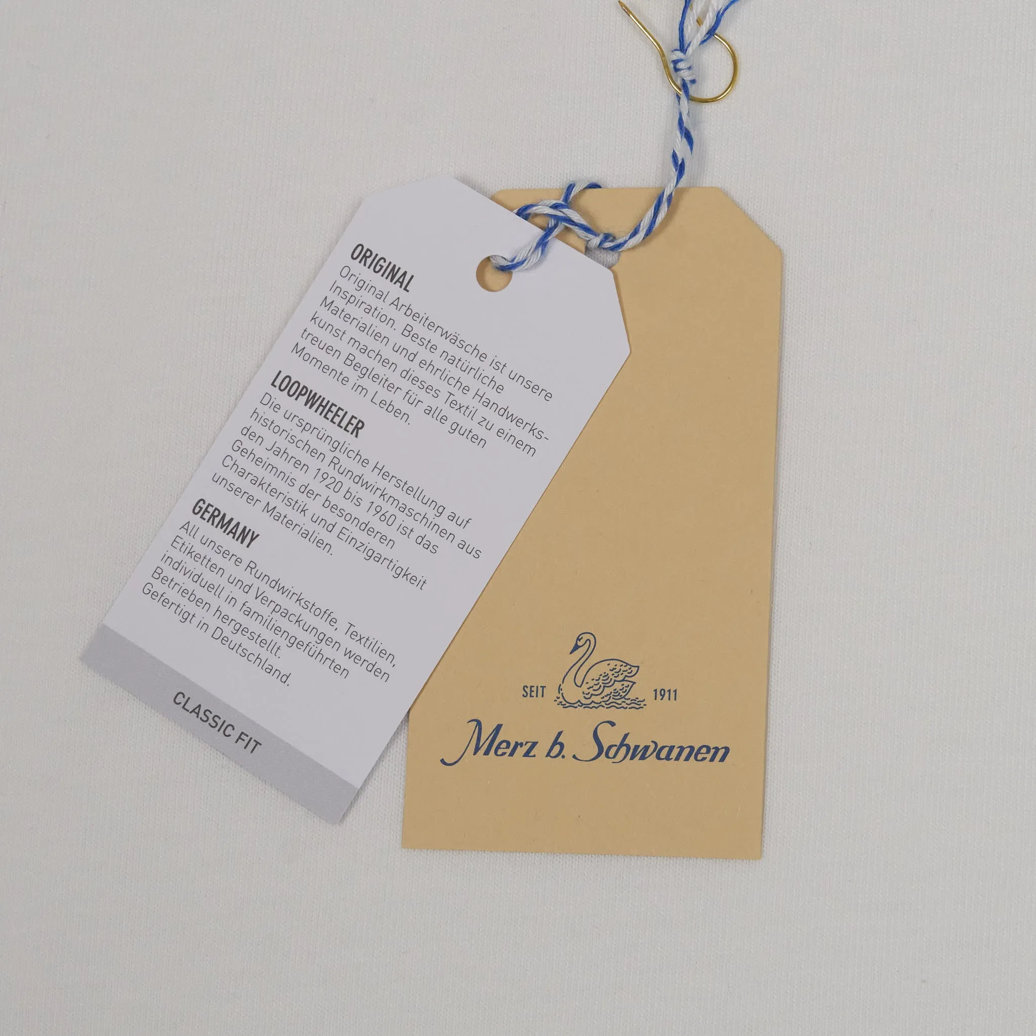 Merz b.Schwanen Soft Organic Cotton Loop Wheeler Short Sleeves T-Shirt Navy sold by DeeCee style product image thumbnail 4