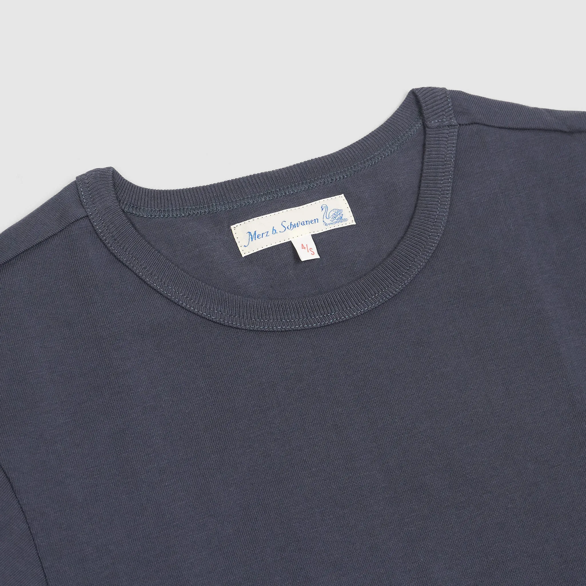 Merz b.Schwanen Soft Organic Cotton Loop Wheeler Short Sleeves T-Shirt Navy sold by DeeCee style product image thumbnail 3