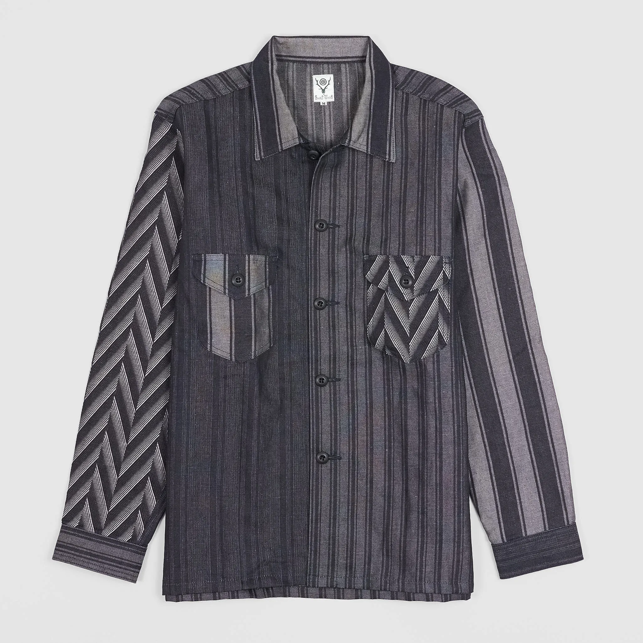 South2 West8 Jacquard Woven Patchwork Denim Over Shirt sold by DeeCee style