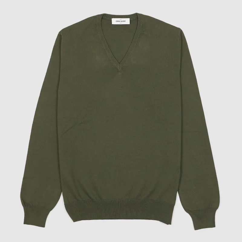Gran Sasso Cotton V-Neck Cotton Pullover sold by DeeCee style