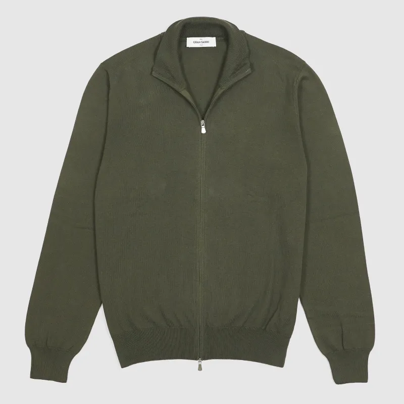 Gran Sasso Cotton Full Zip Basic Cardigan sold by DeeCee style