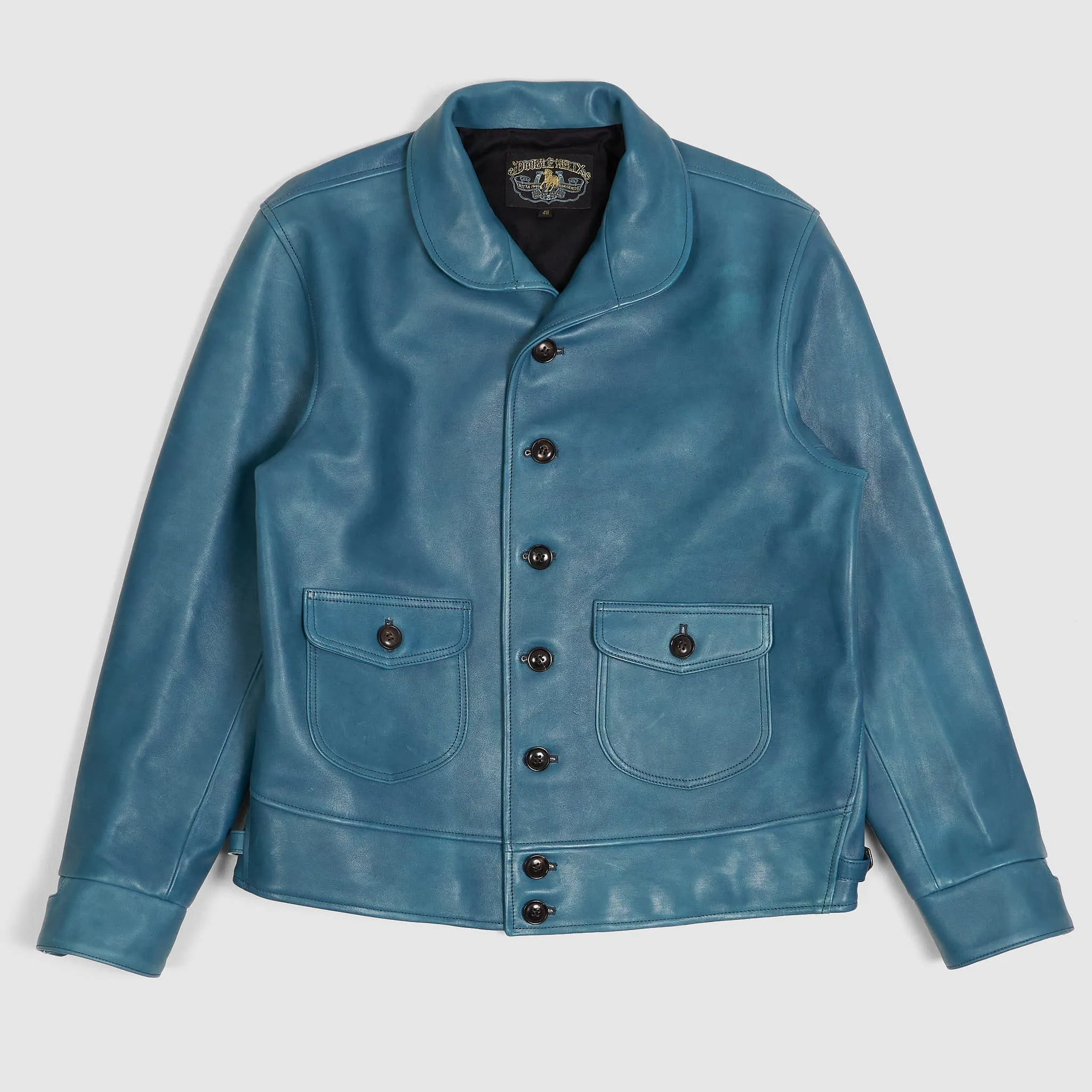 Double Helix Classic 1920s Leather Jacket Indigo Dyed sold by DeeCee style