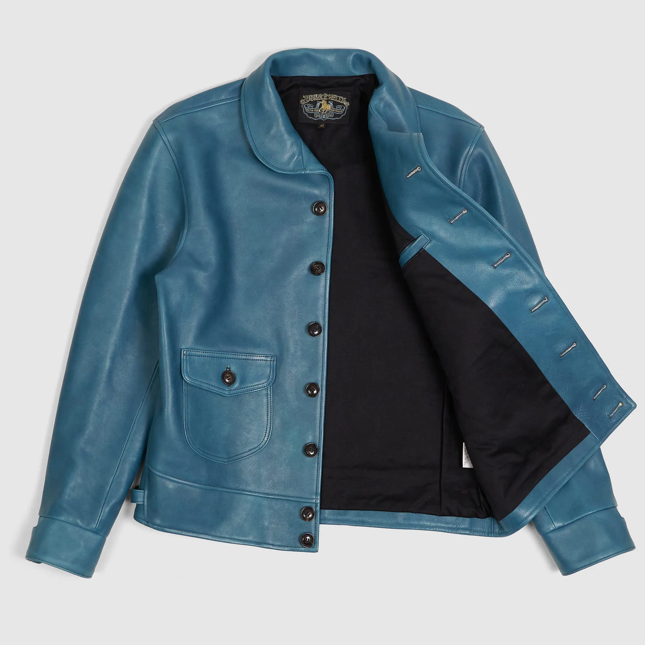 Double Helix Classic 1920s Leather Jacket Indigo Dyed sold by DeeCee style product image thumbnail 2