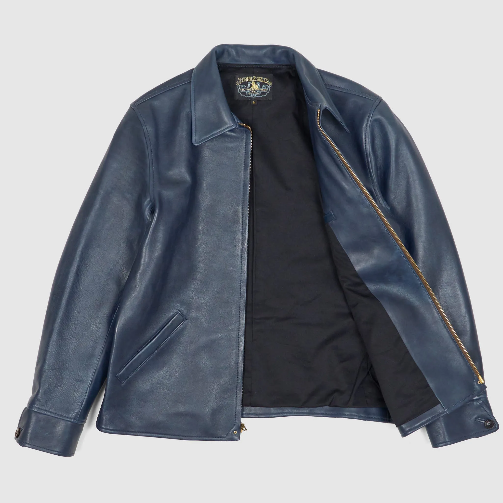 Double Helix Classic 1930's Dark Indigo Overdyed Horse Leather Jacket sold by DeeCee style product image thumbnail 2