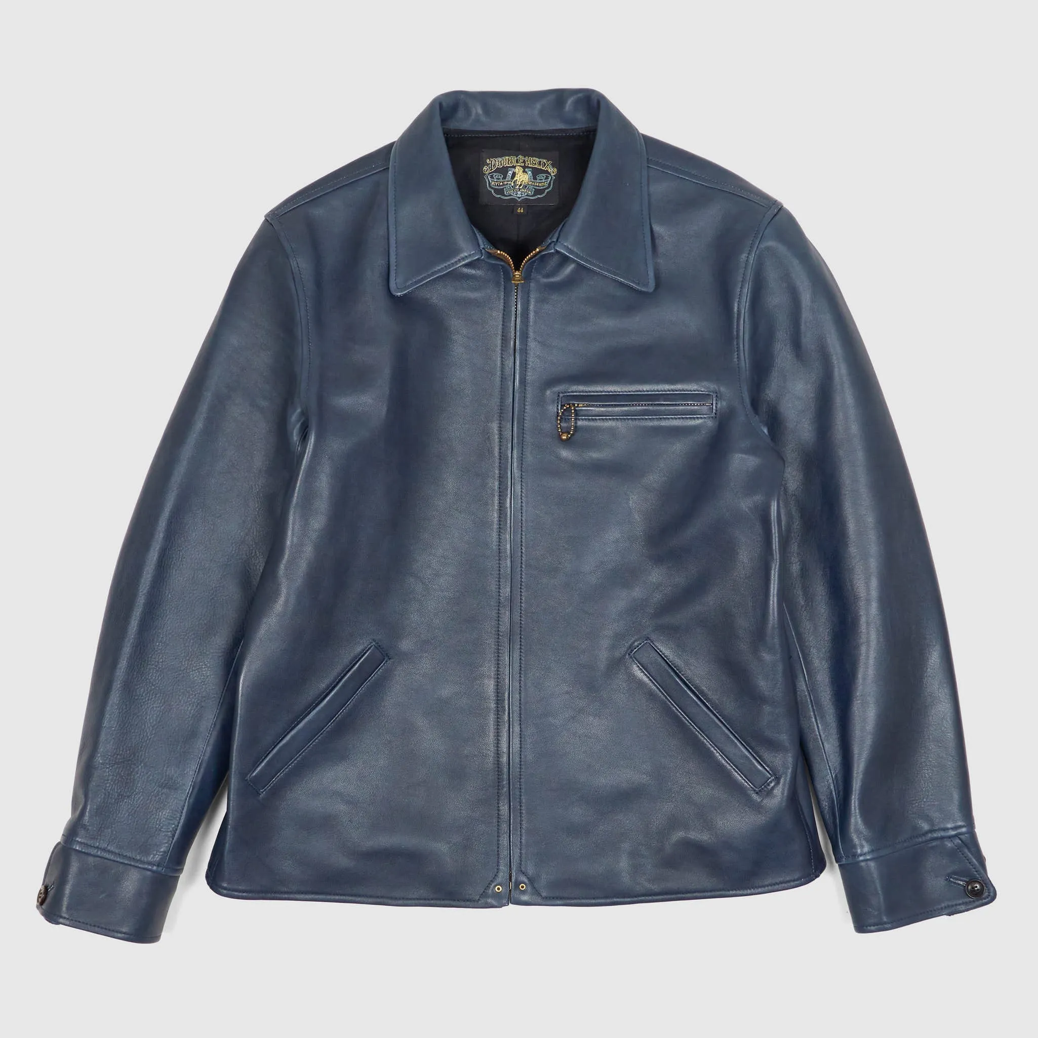 Double Helix Classic 1930's Dark Indigo Overdyed Horse Leather Jacket sold by DeeCee style