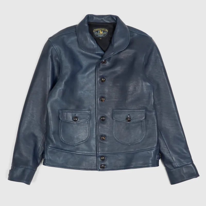 Double Helix Classic 1920s Leather Jacket Dark Indigo sold by DeeCee style
