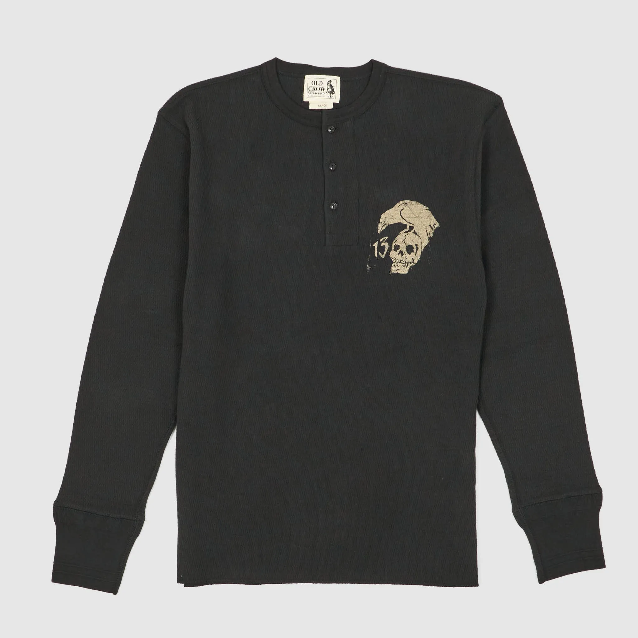 Old Crow Speed Shop by Glad Hand & Co. Long Sleeves Henley T-Shirt sold by DeeCee style