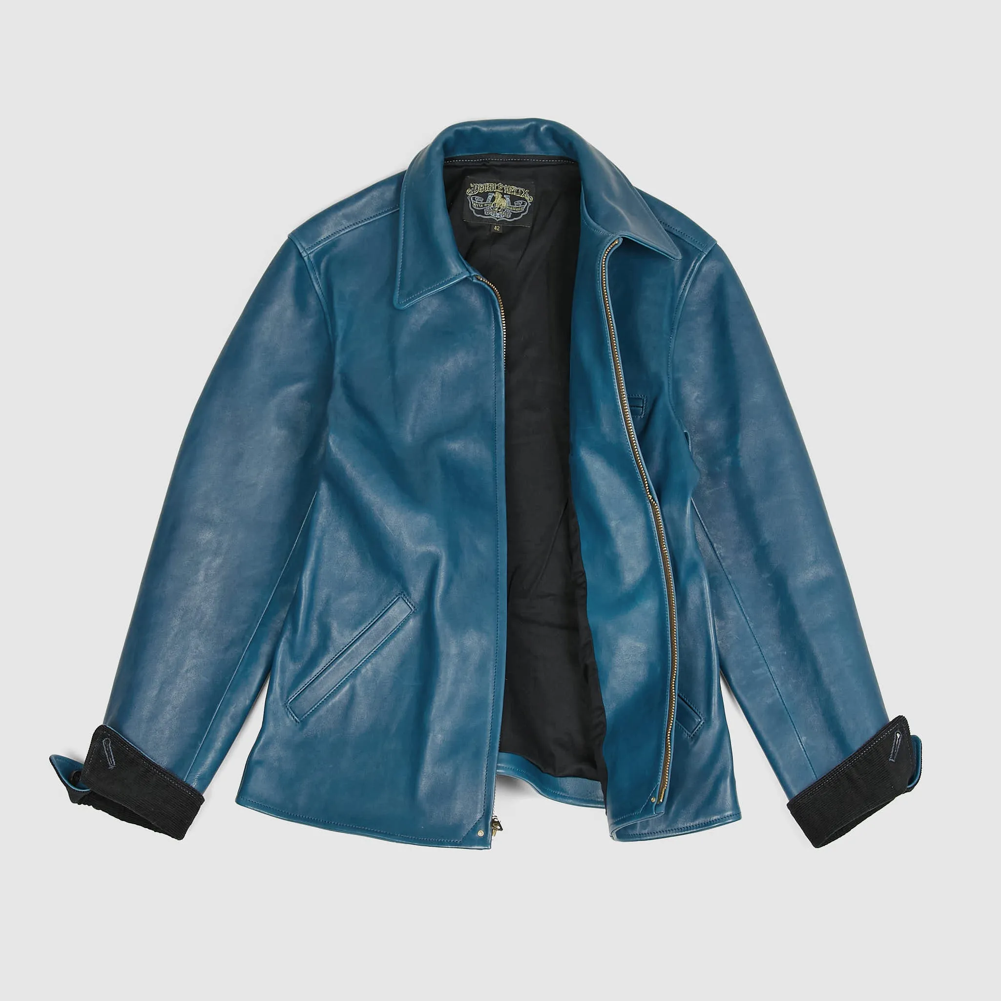 Double Helix Classic 1930s Indigo Dyed Horse Leather Jacket Indigo sold by DeeCee style product image thumbnail 3