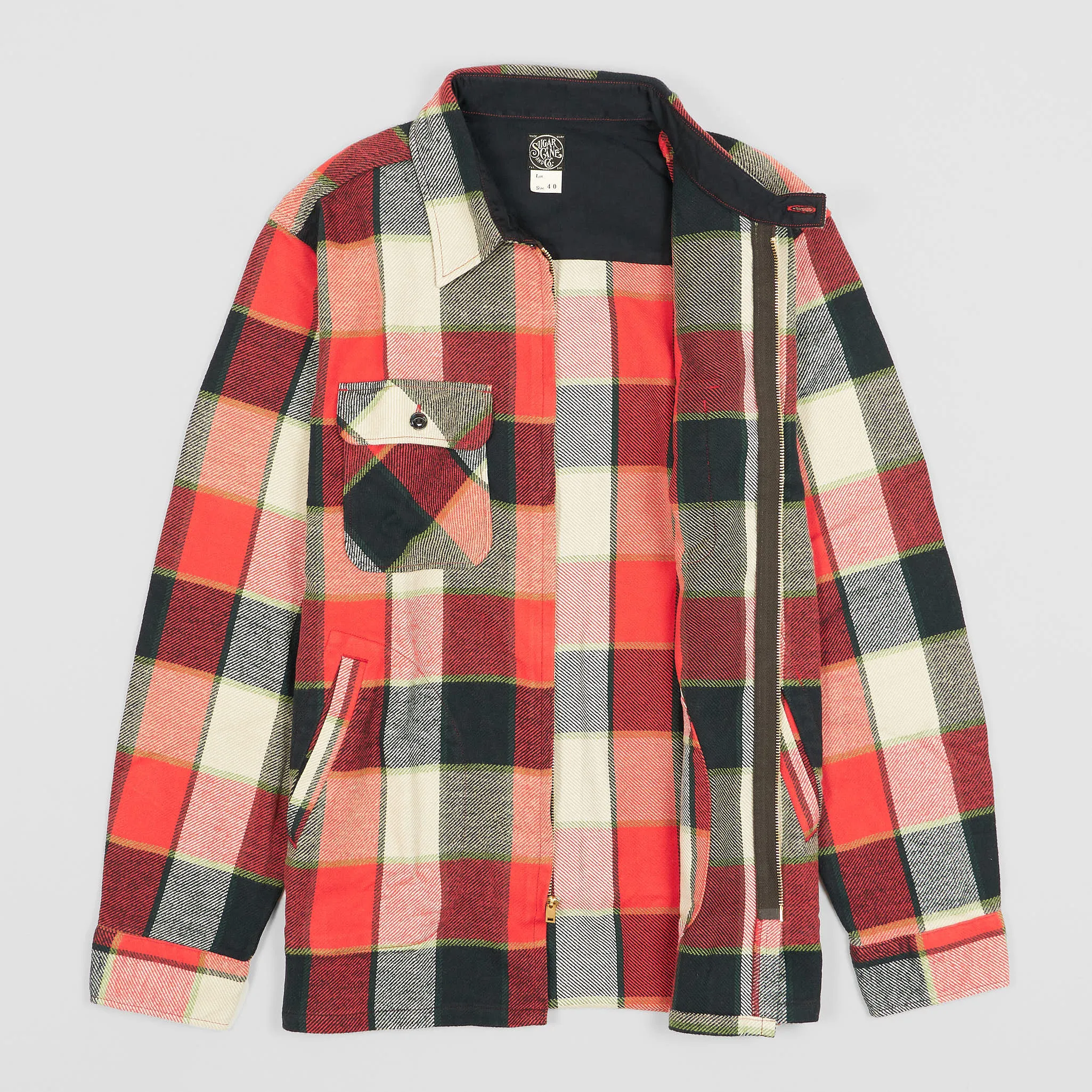 Sugar Cane Full-Zip Plaid Overshirt Jacket sold by DeeCee style product image thumbnail 2
