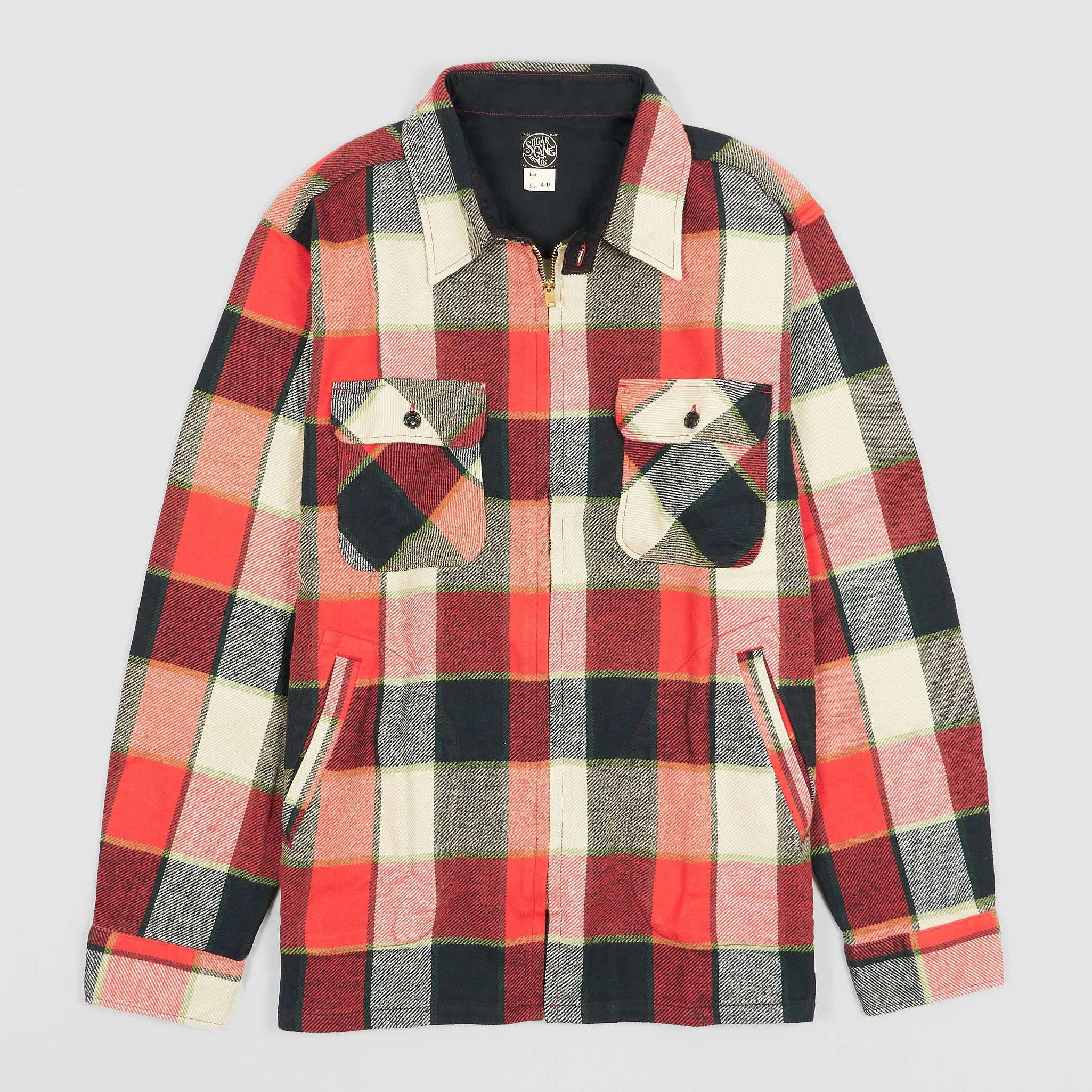 Sugar Cane Full-Zip Plaid Overshirt Jacket sold by DeeCee style
