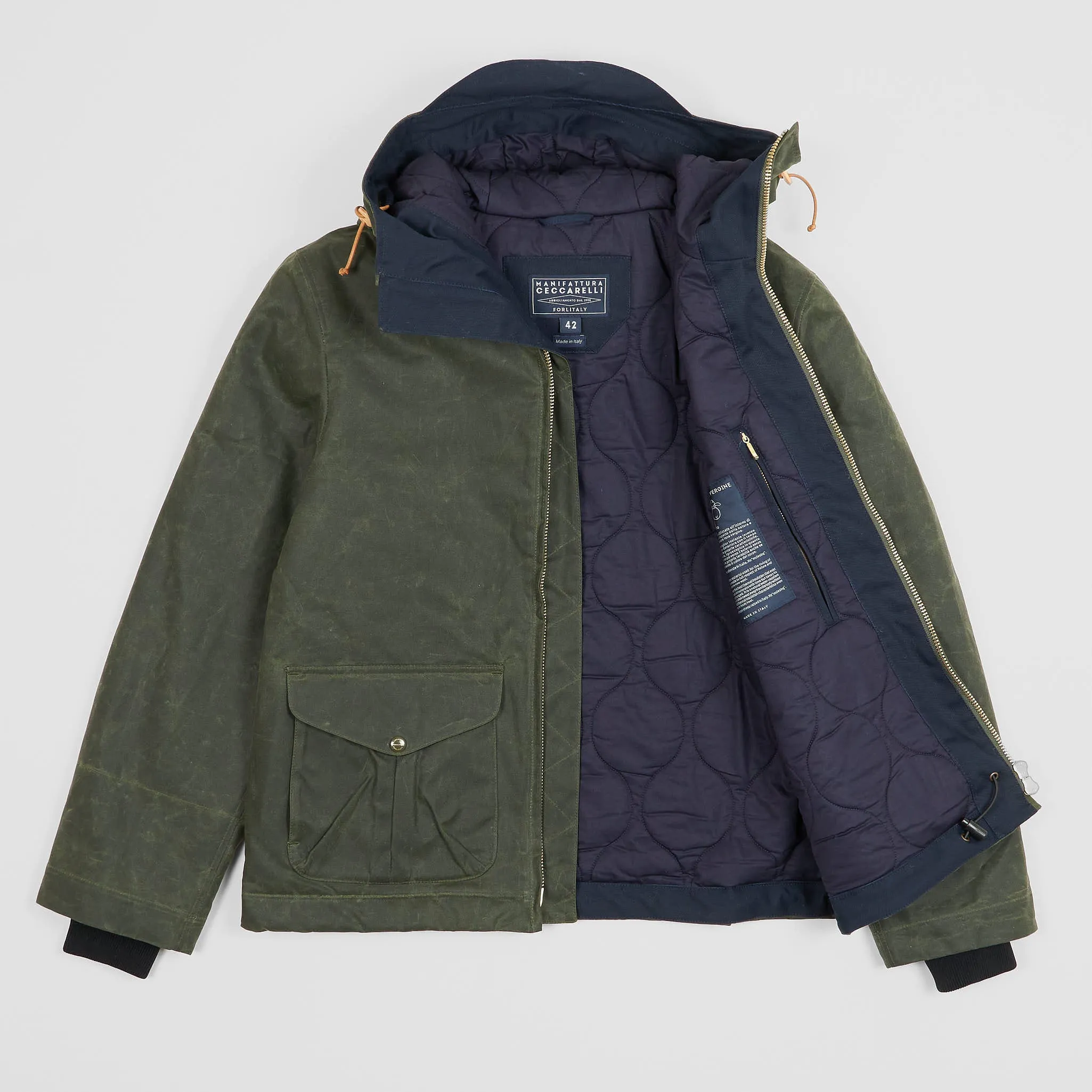 Manifattura Ceccarelli Hooded Waxed Jacket W/ Wool Padding sold by DeeCee style product image thumbnail 2