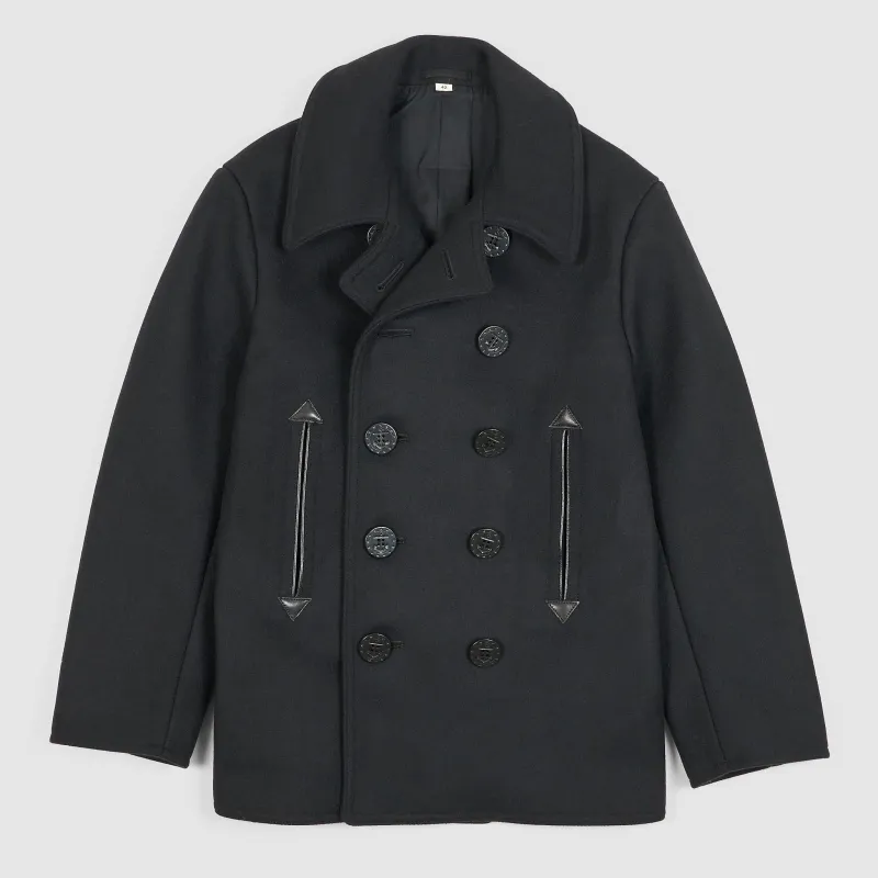 Buzz Rickson's P-Coat With Leather Trims Wiliam Gibson Collection sold by DeeCee style