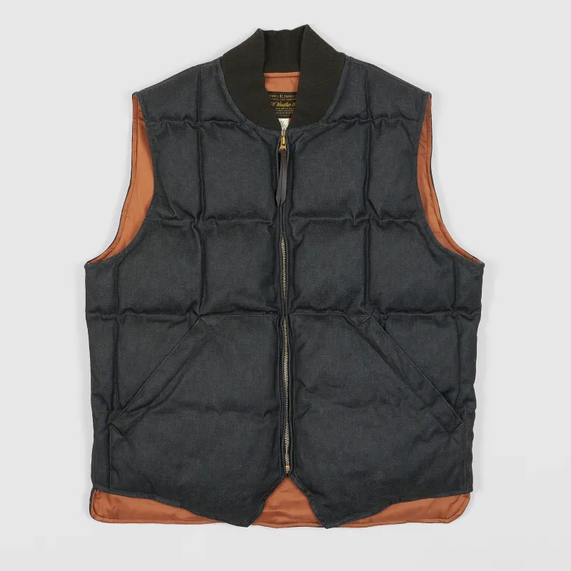 Double RL Quilted Coated Denim Vest sold by DeeCee style