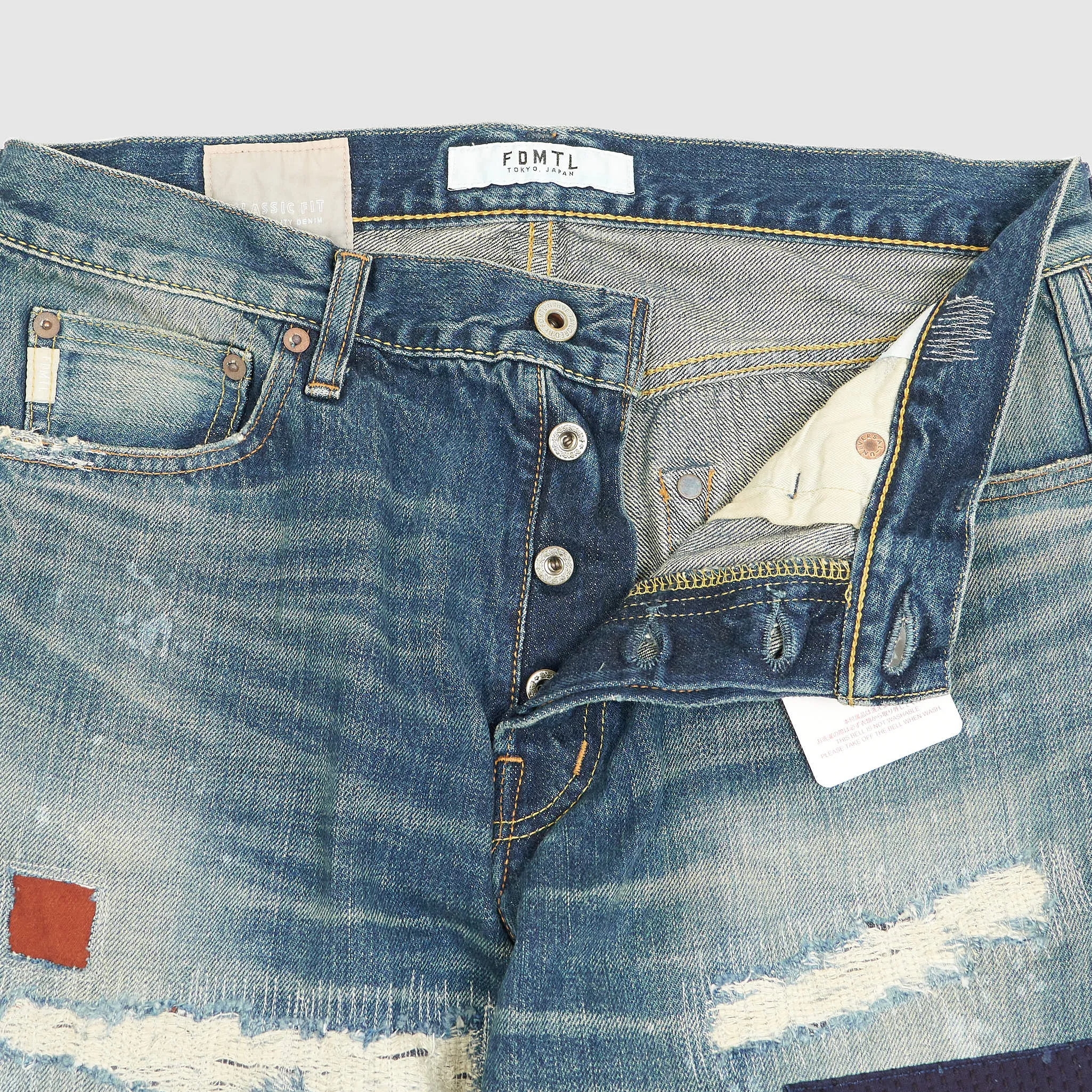 FDMTL Straight Regular Fitted Patchwork 5-Pocket Selvage Denim Jeans sold by DeeCee style product image thumbnail 4